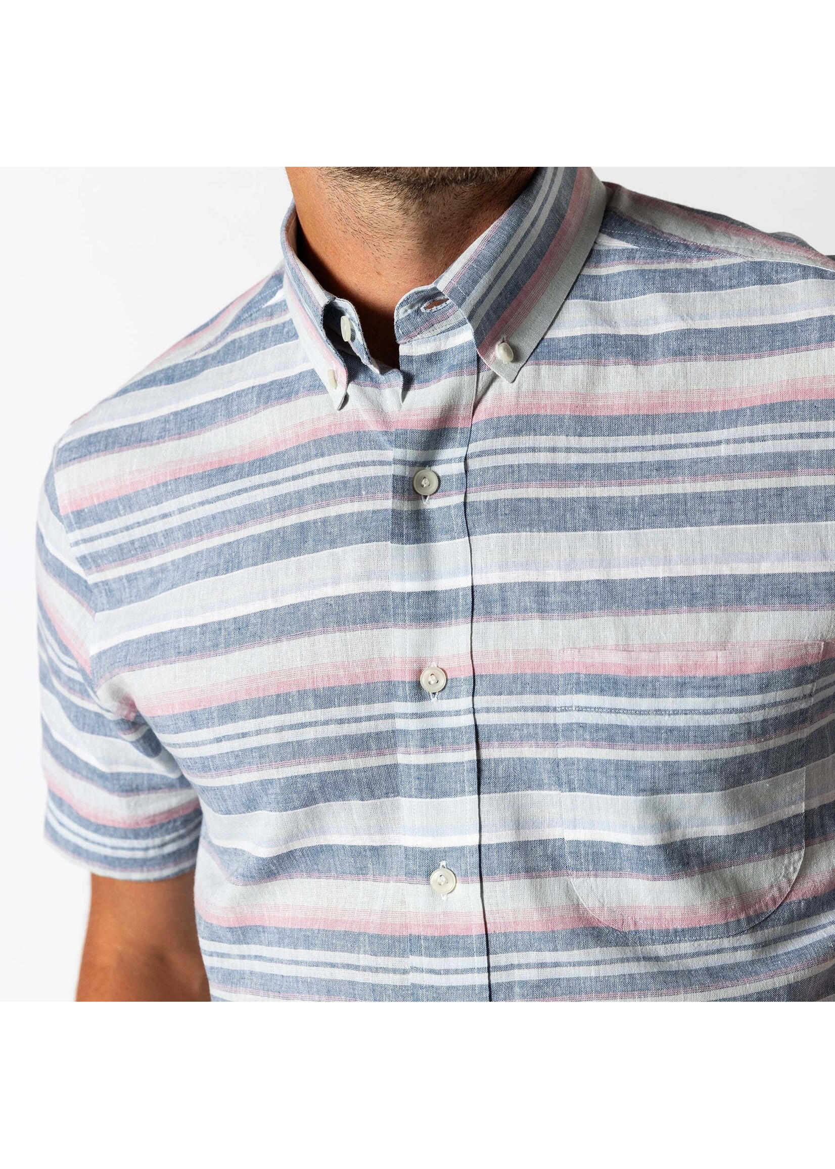 Duck Head Duck Head No. D11405 Linen Cotton Oxford Sport Shirt Gardner Stripe