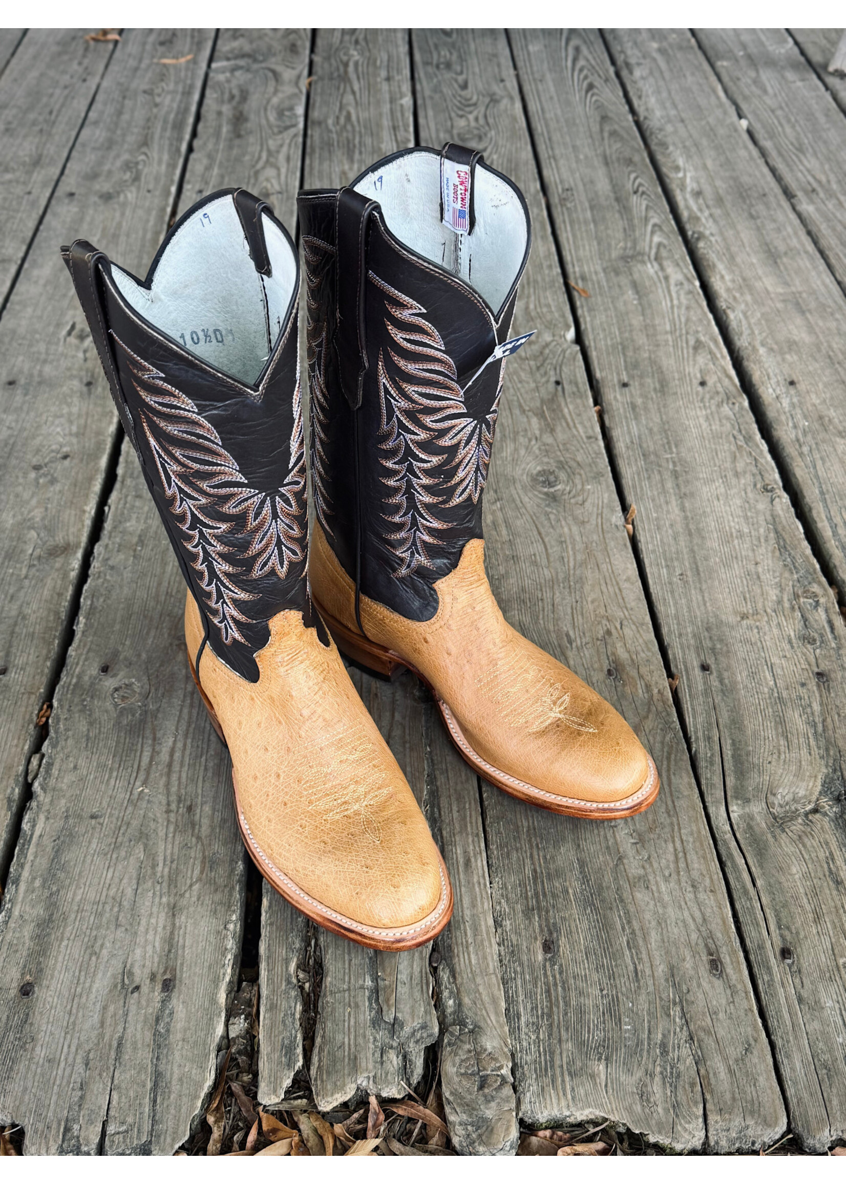Cowtown Cowtown No. U87 Round Toe Tan Smooth Ostrich Cowboy Boot