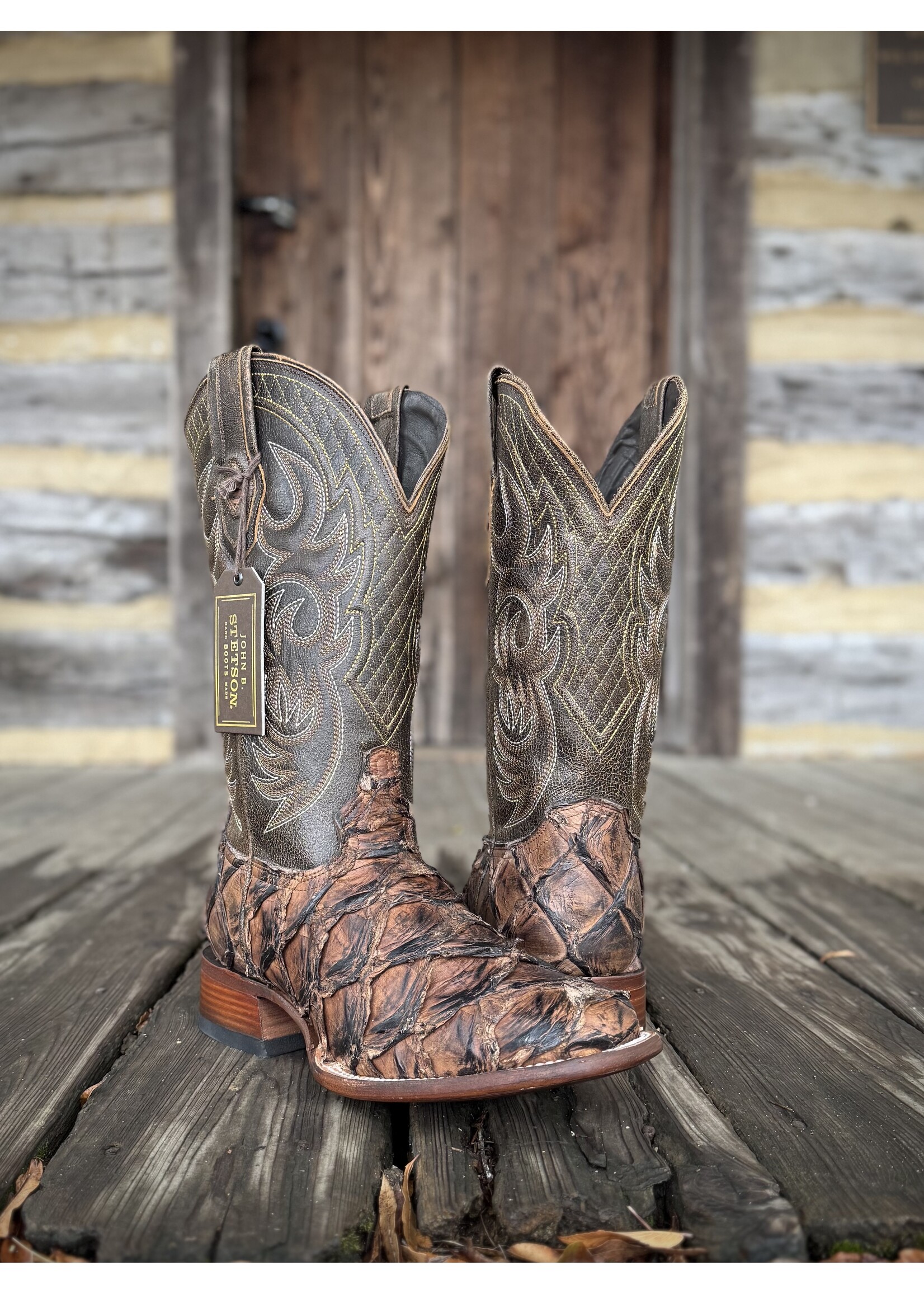 Stetson John B Stetson No. 12-020-1852-0600 Nicotine Amazon Pirarucu Boots