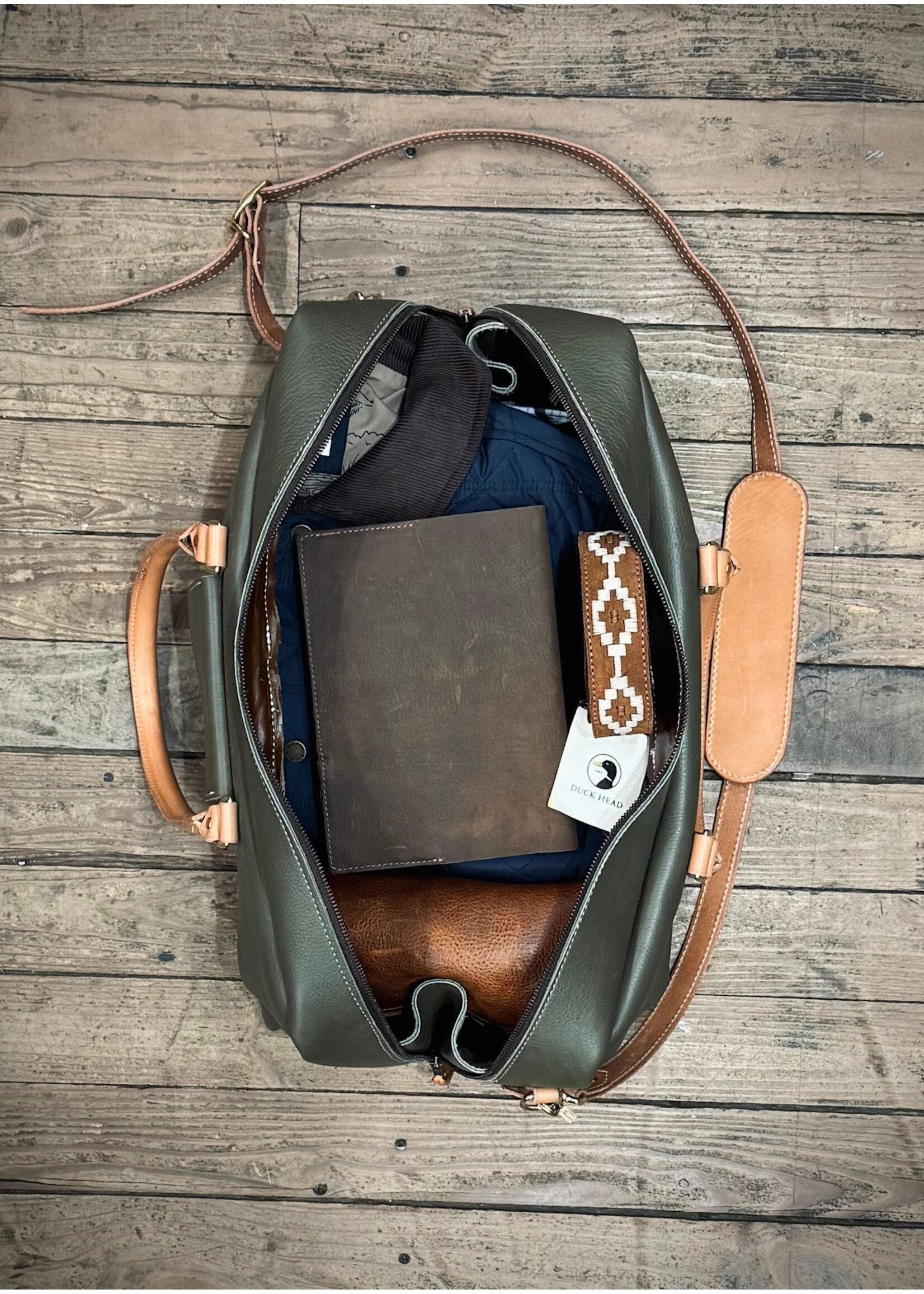 Hewlett & Dunn Hewlett & Dunn x Moss Saddle Shop Leather Weekender Bag