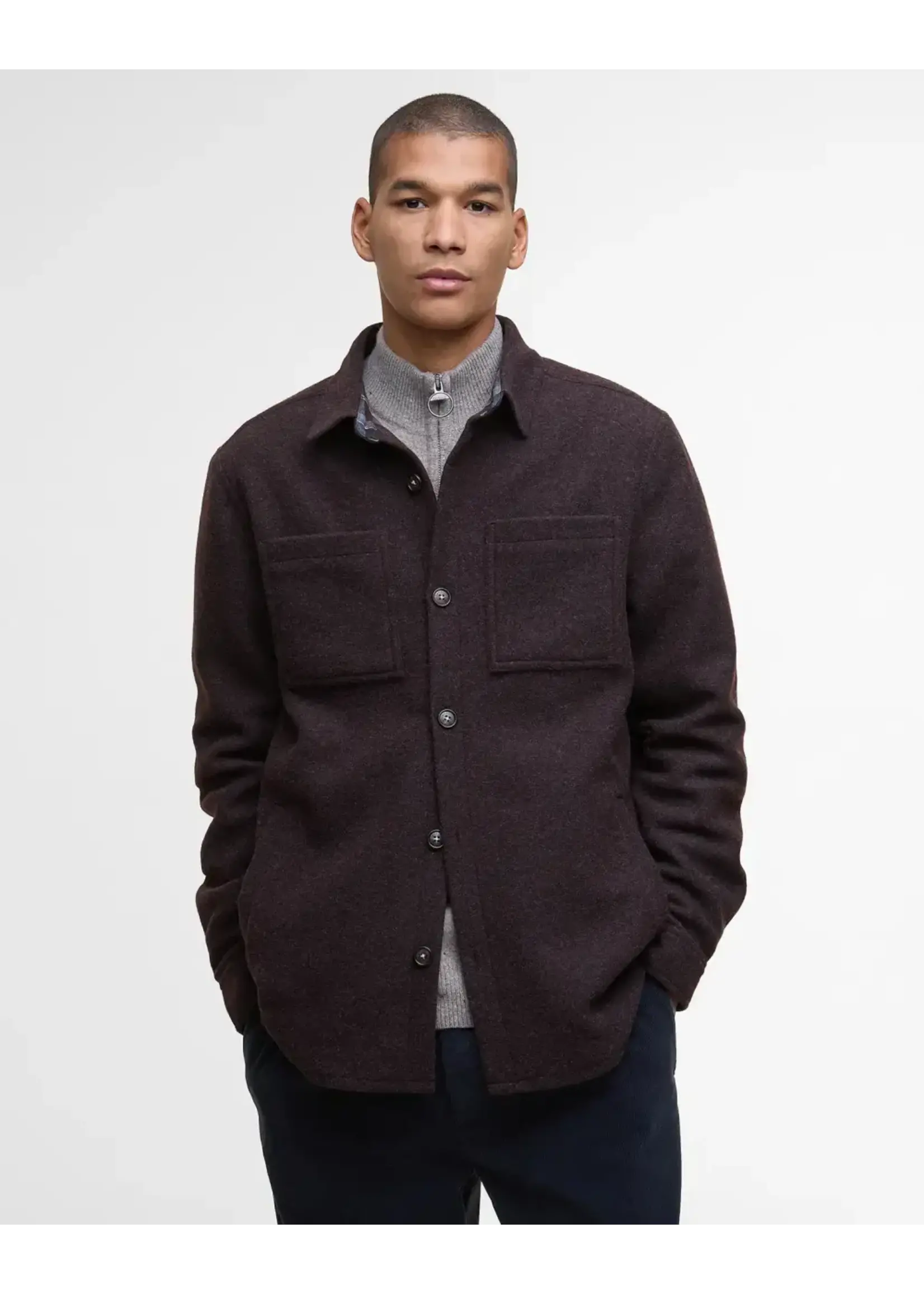 Barbour Barbour Marlow Tailored Dark Oak Wool Blend Overshirt
