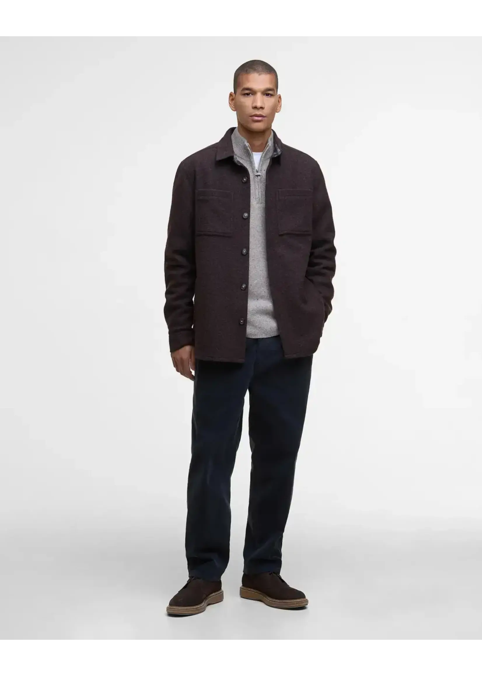 Barbour Barbour Marlow Tailored Dark Oak Wool Blend Overshirt