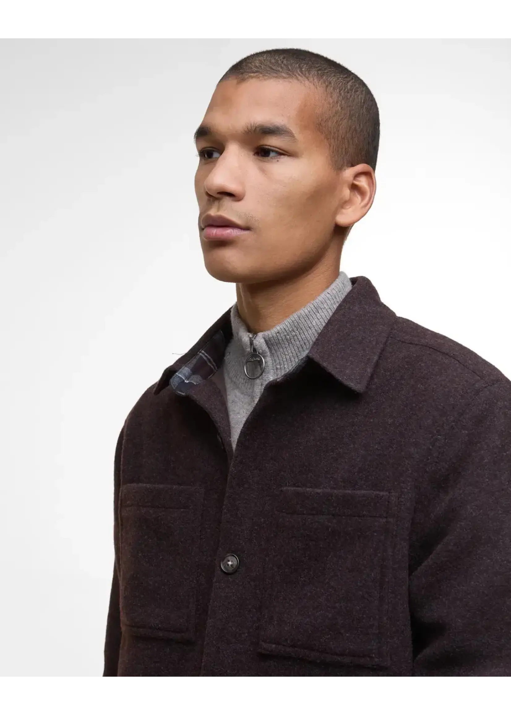Barbour Barbour Marlow Tailored Dark Oak Wool Blend Overshirt