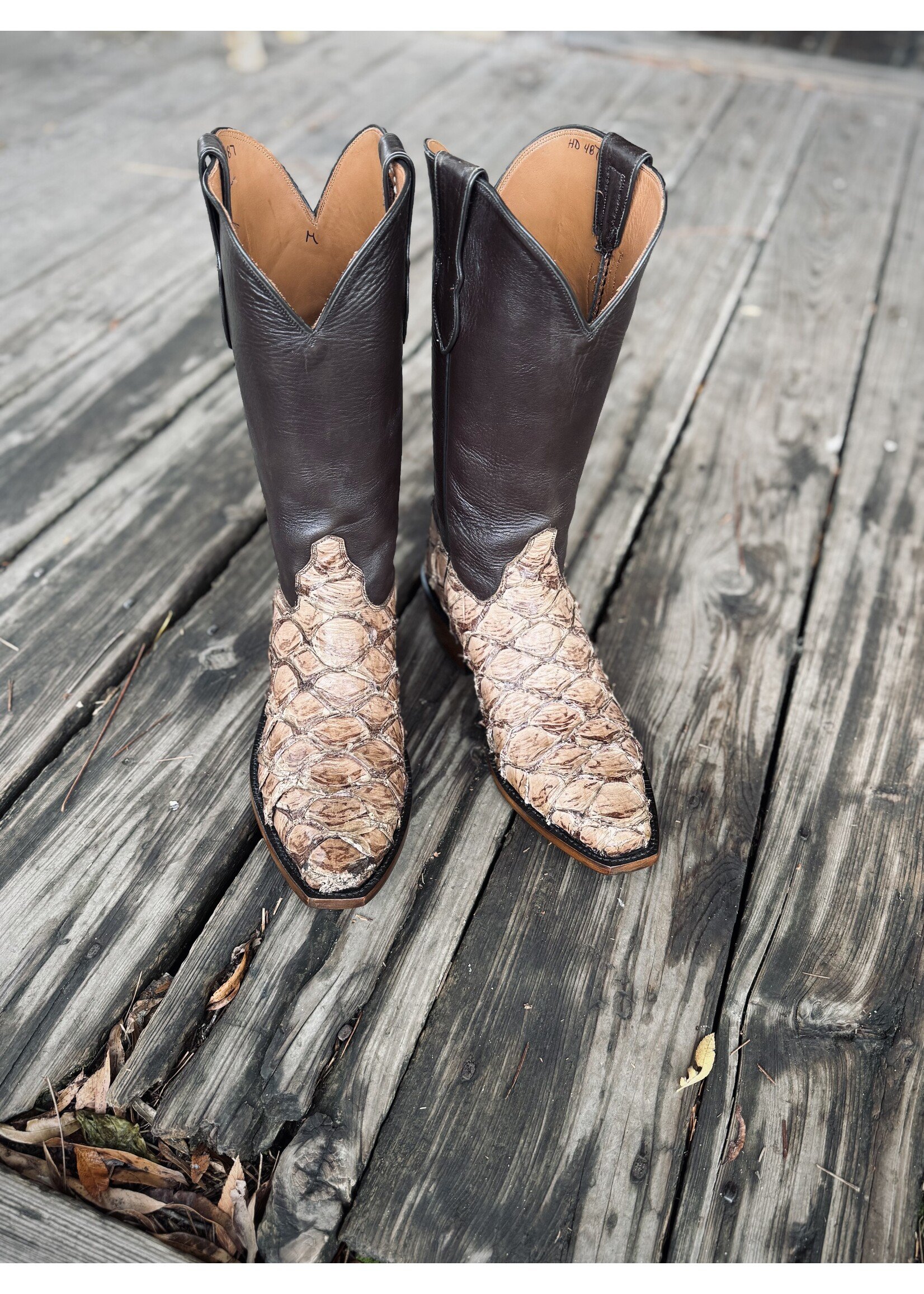 Hewlett & Dunn Hewlett & Dunn Handmade Pirarucu Cowboy Boots 10.5