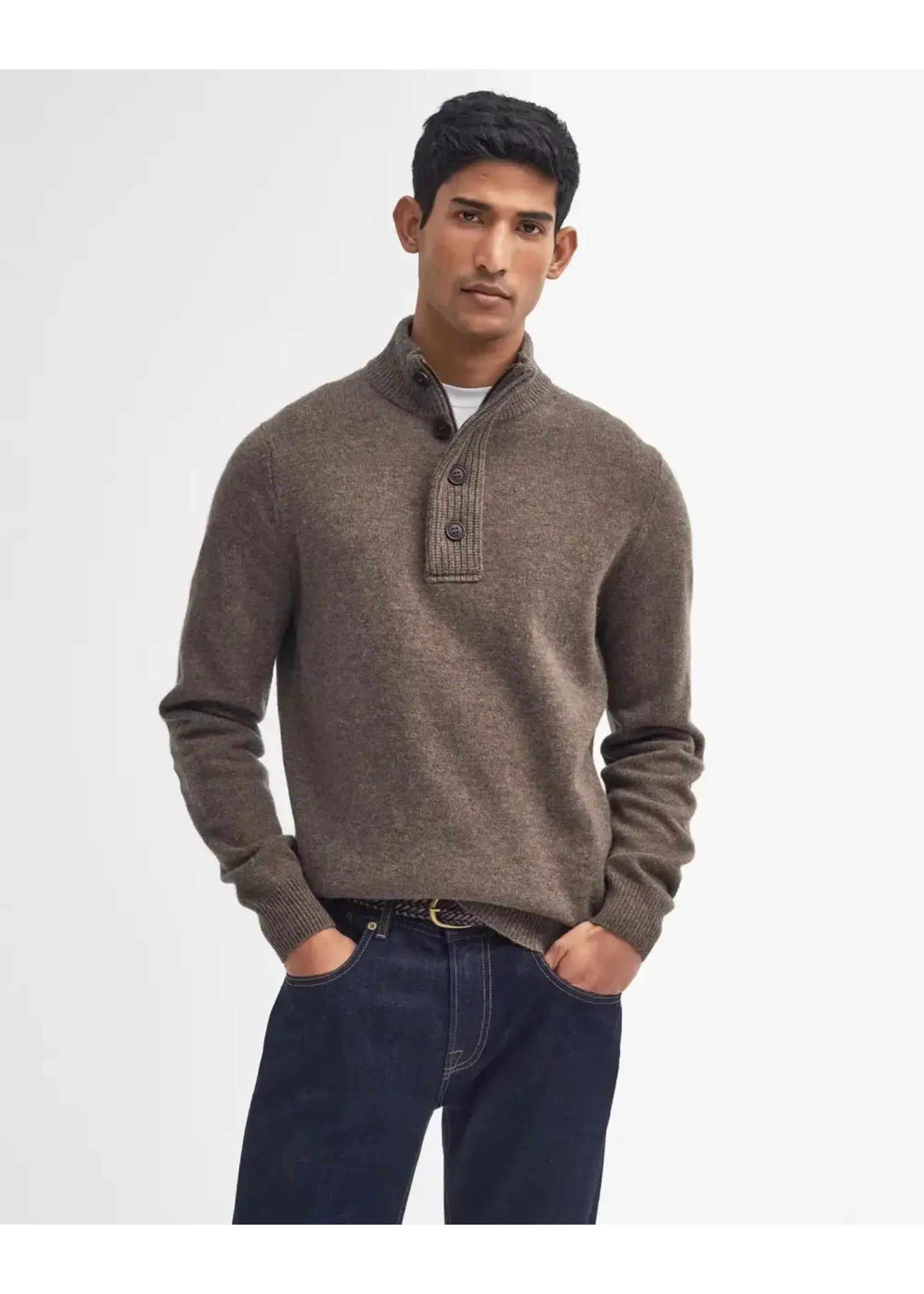 Barbour Barbour Essential Elbow Patch Half Zip Sweater