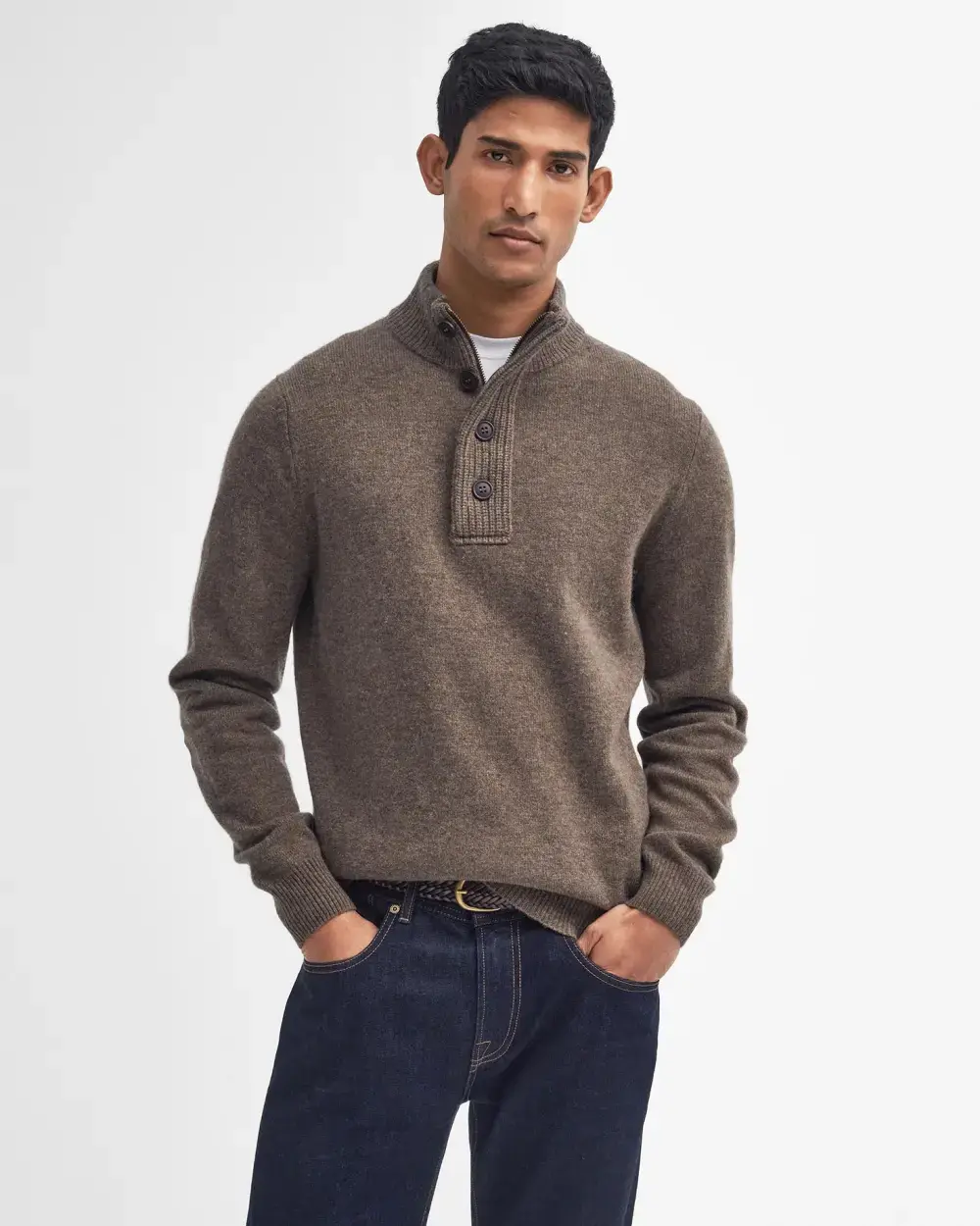 Barbour Essential Elbow Patch Half Zip Sweater - Hewlett & Dunn