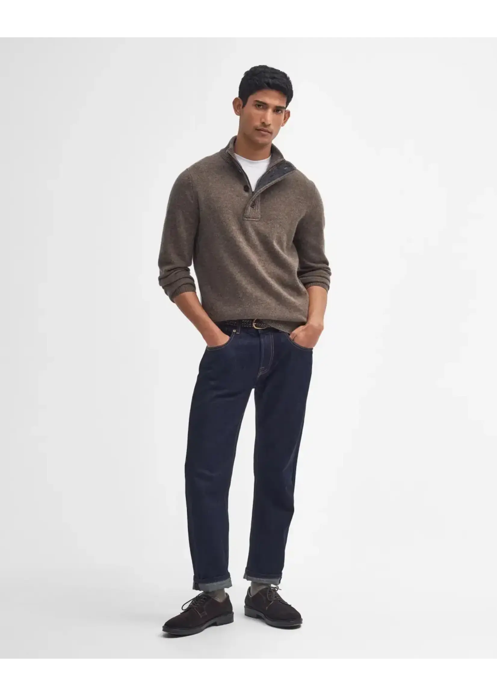 Barbour Barbour Essential Elbow Patch Half Zip Sweater