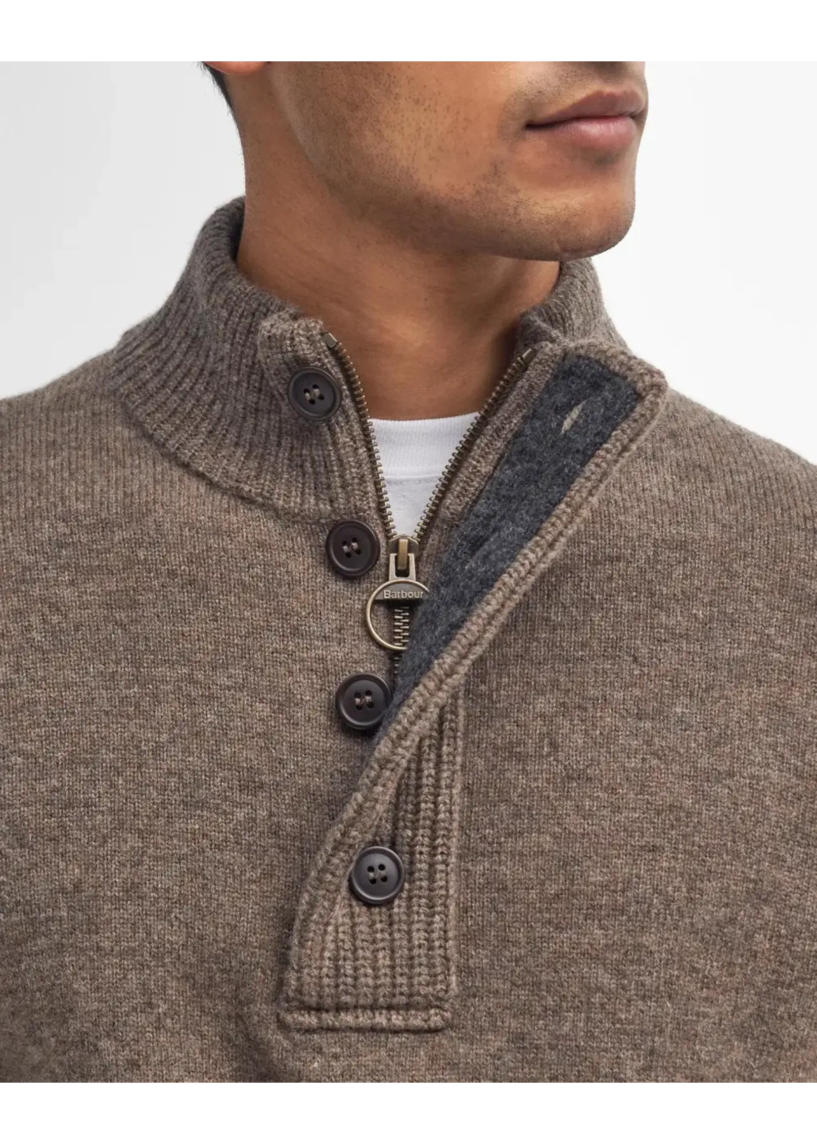 Barbour Barbour Essential Elbow Patch Half Zip Sweater