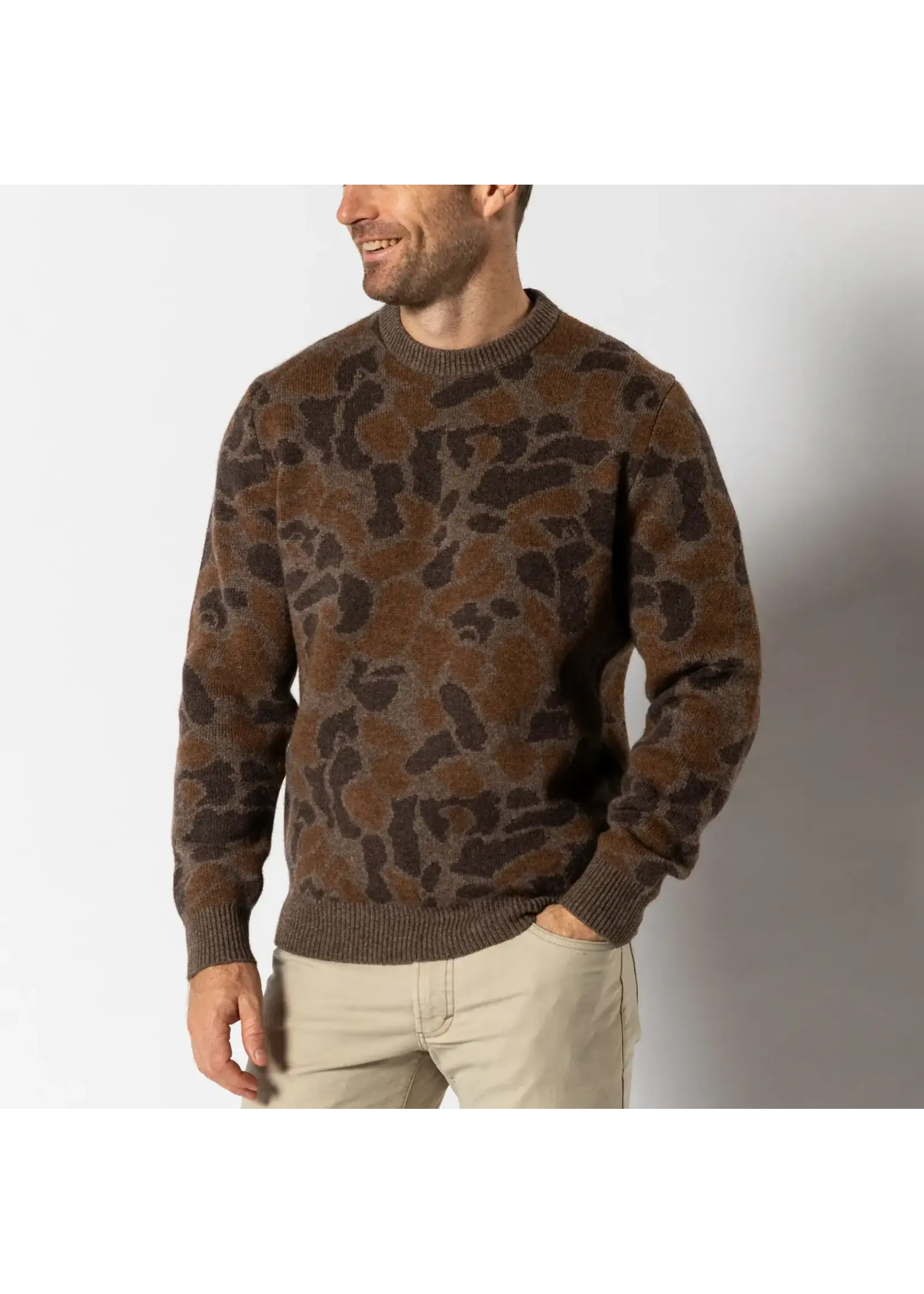 Duck Head Duck Head No. D31017 Camo Intarsia Crewneck Sweater