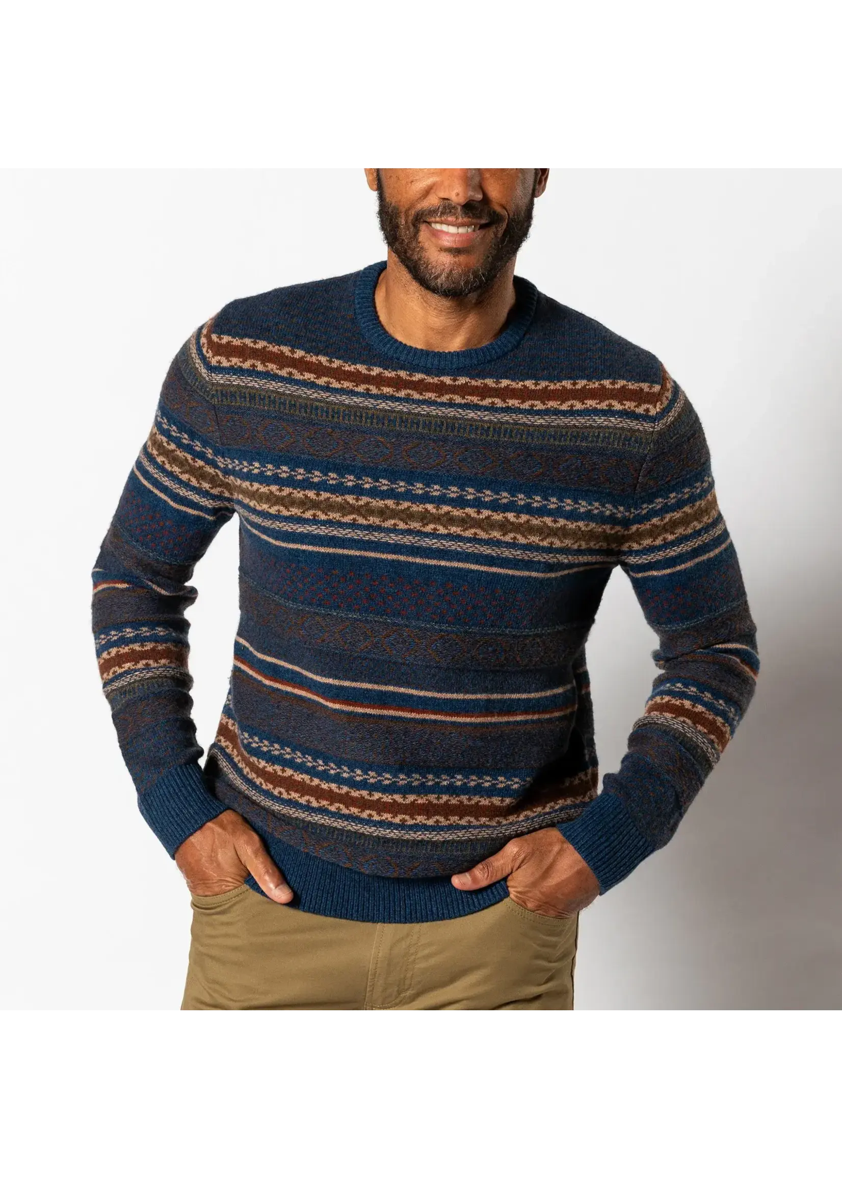 Duck Head Duck Head No. D31006 Birch Fair Isle Crewneck Sweater