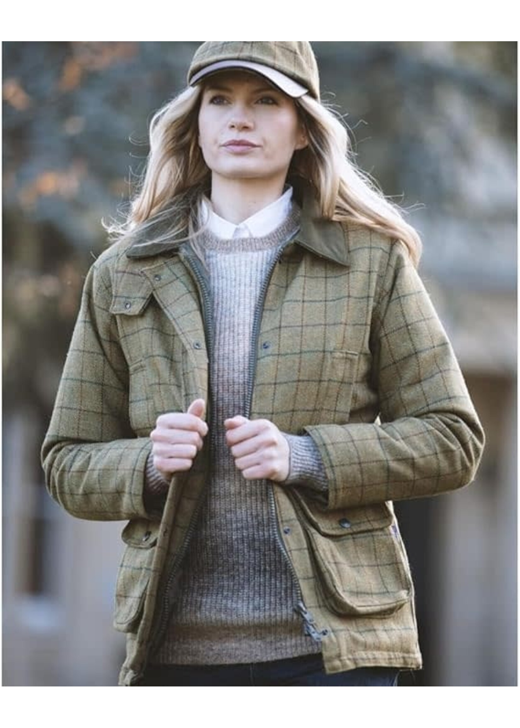 Walker & Hawkes Walker and Hawkes  Ladies Beige Derby Tweed Hazelwood Shooting Jacket