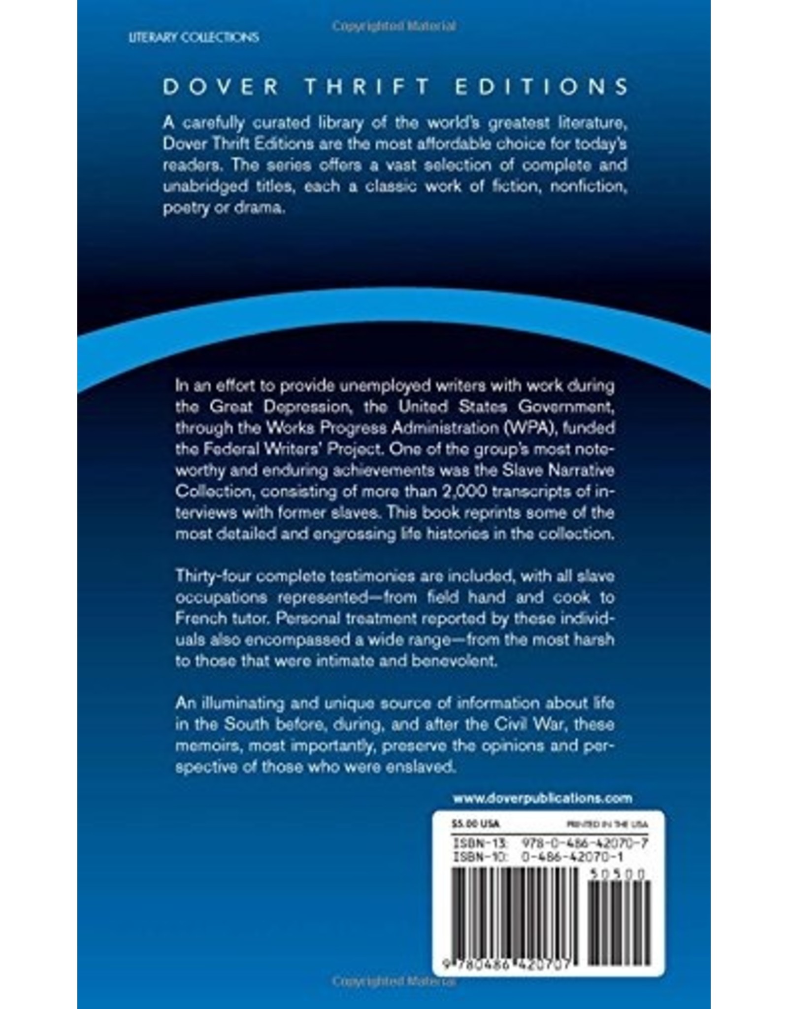 Dover Thrift When I Was a Slave: Memoirs from the Slave Narrative Collection