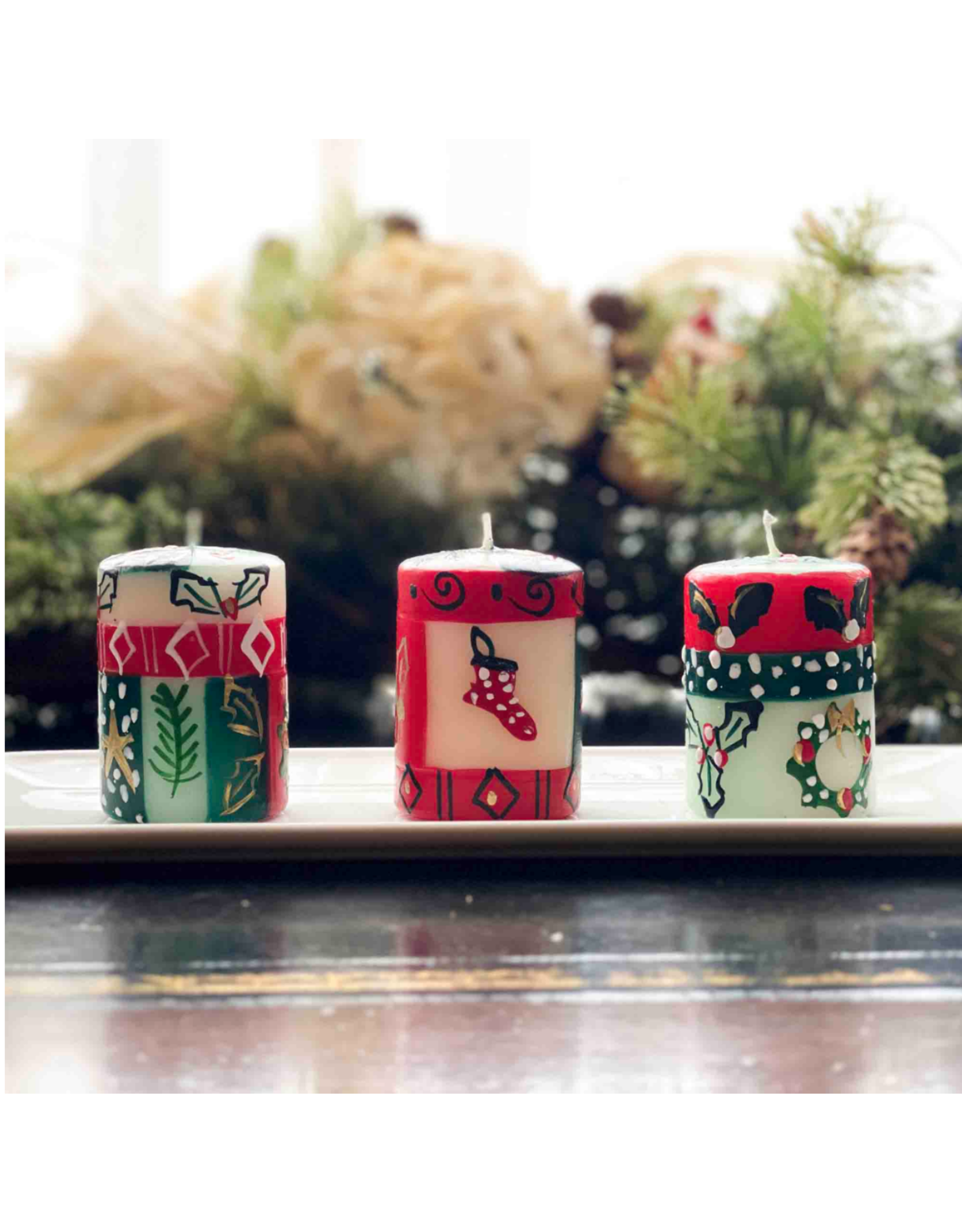 Hand-Painted Christmas Candle Made in South Africa