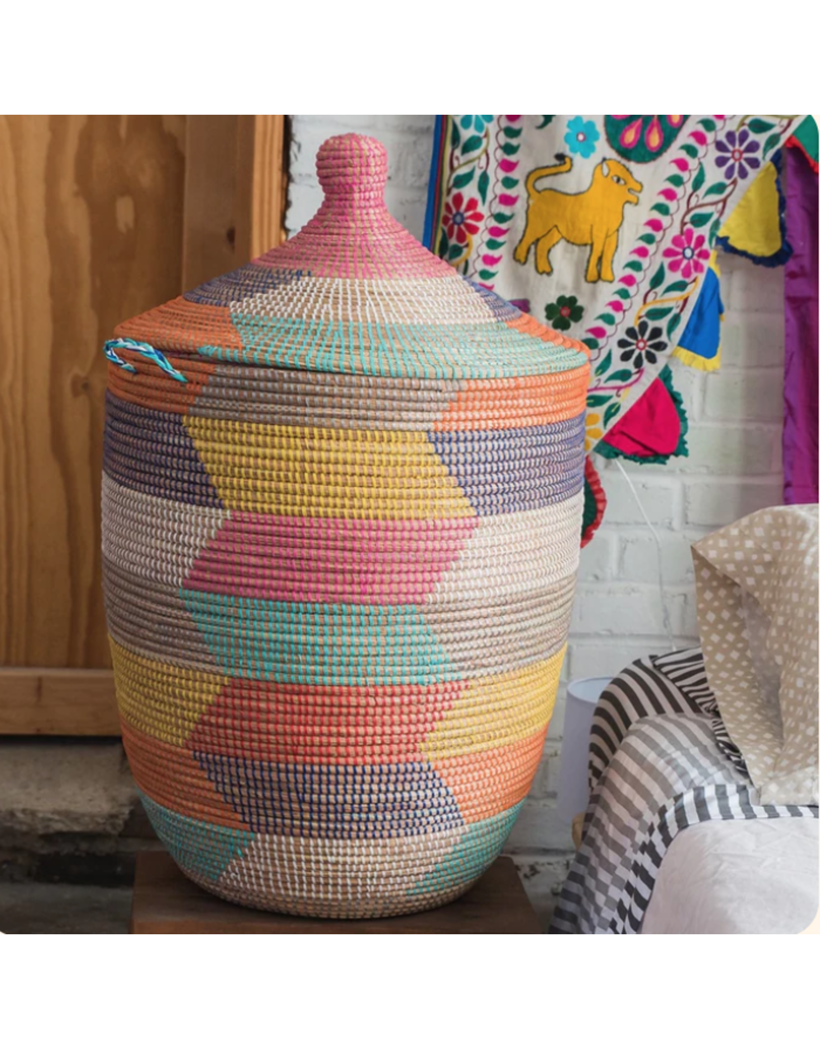 XLarge Rainbow Lidded Hamper Basket