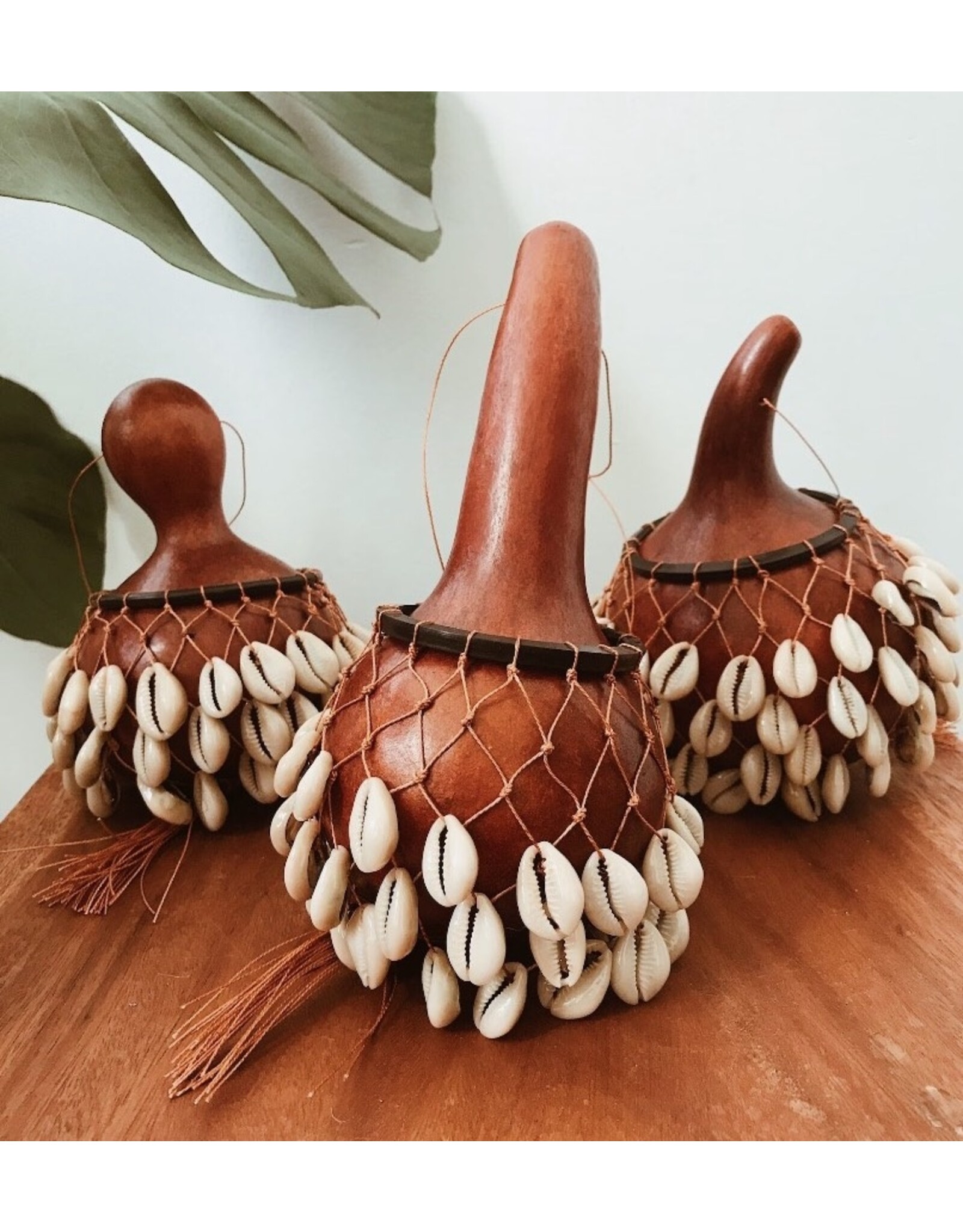 Large Cowrie Shell Gourd Rattle