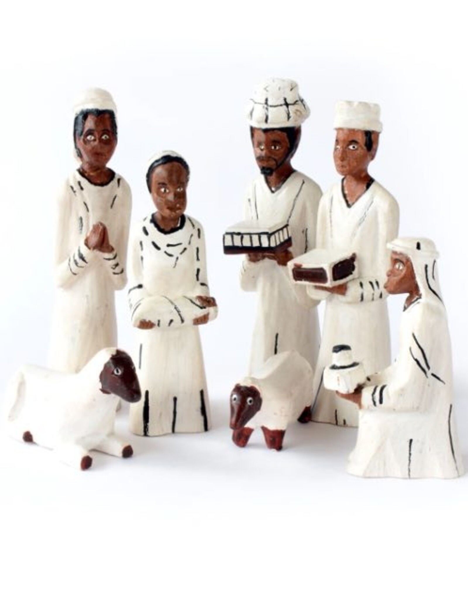 Hand Carved & Painted Nativity Scene