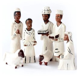Hand Carved and Painted Nativity Scene