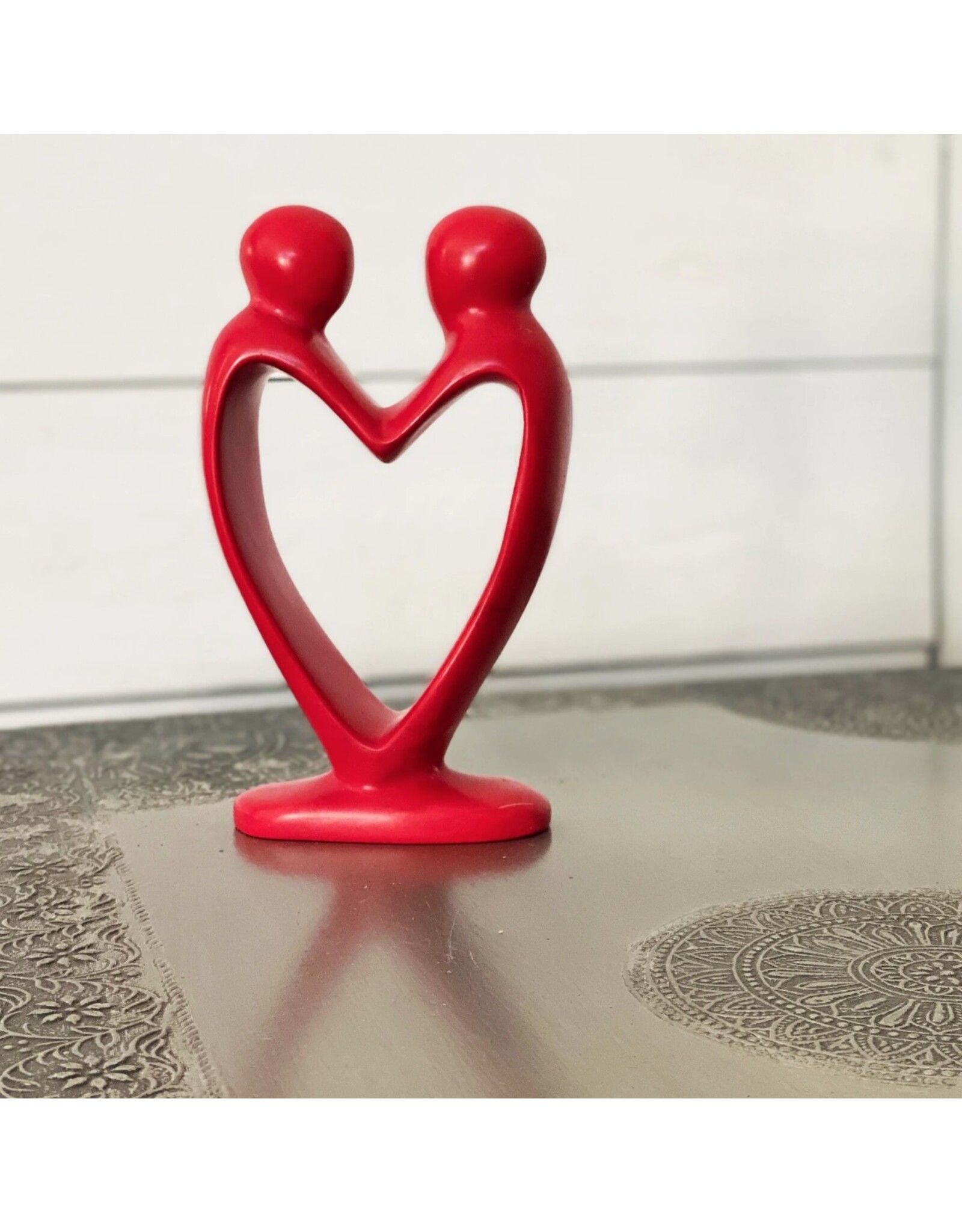 Lover's Heart Soapstone Sculpture in Red