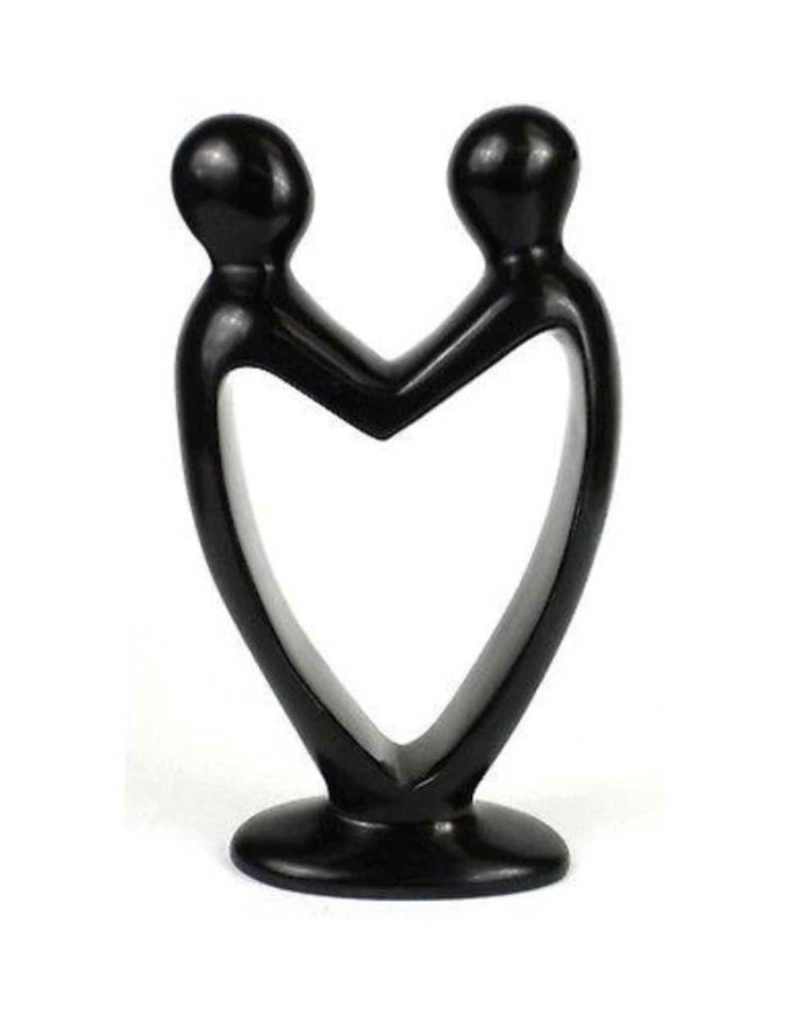 Lover's Heart Soapstone Sculpture in Black
