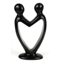 Lover's Heart Soapstone Sculpture in Black