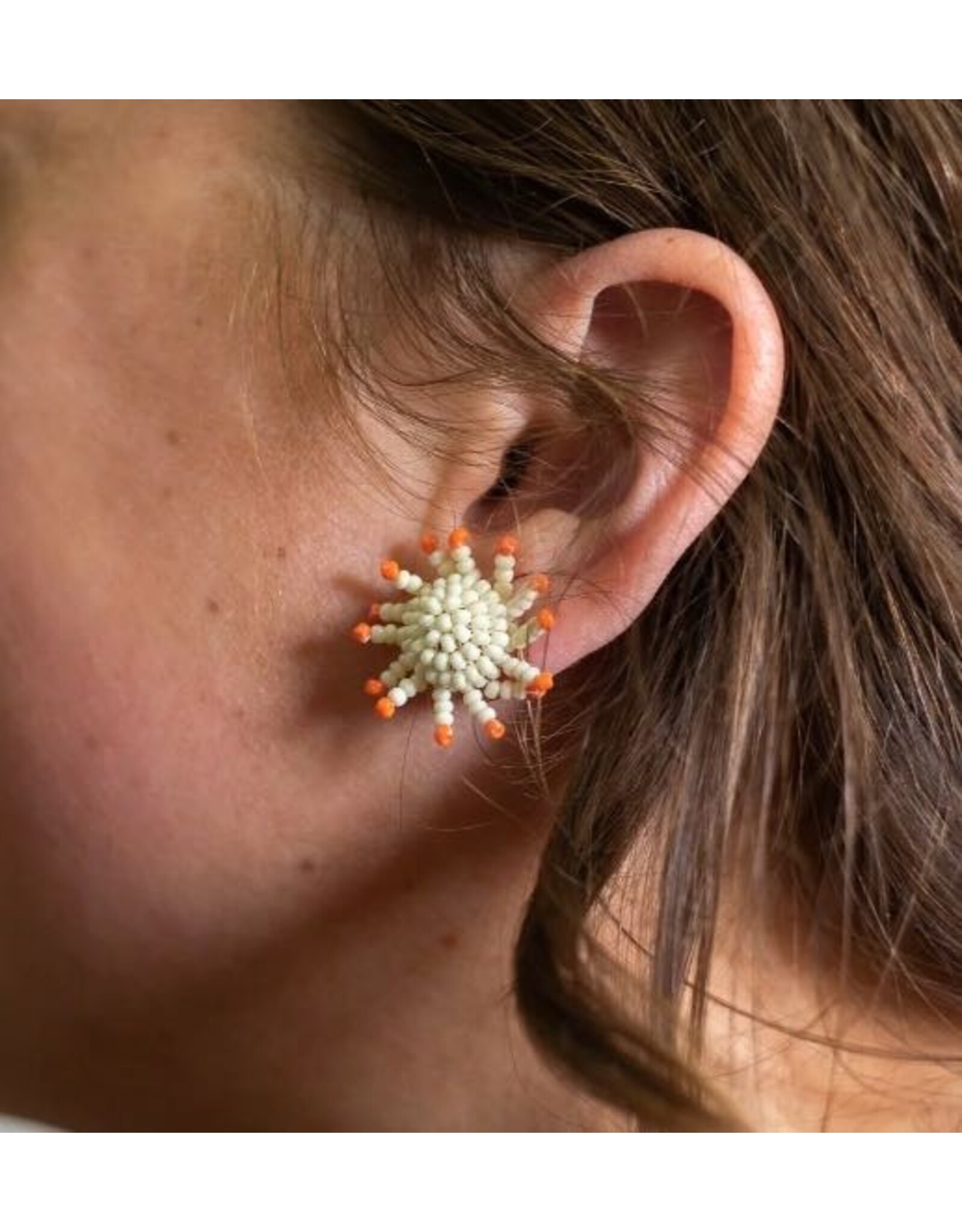 Haitian Beaded Sunburst Earrings