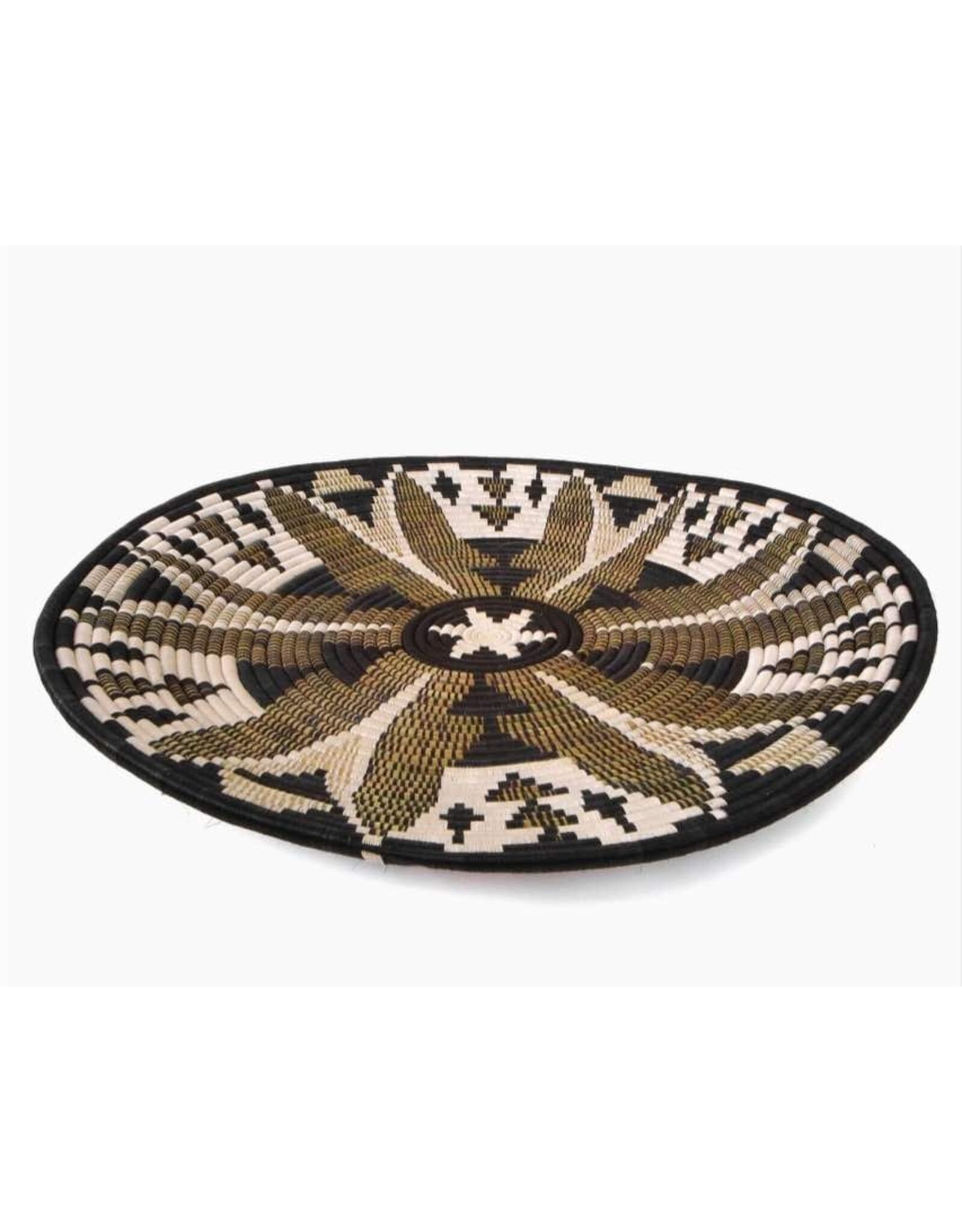 Extra Large Black Fleur Woven Wall Plate
