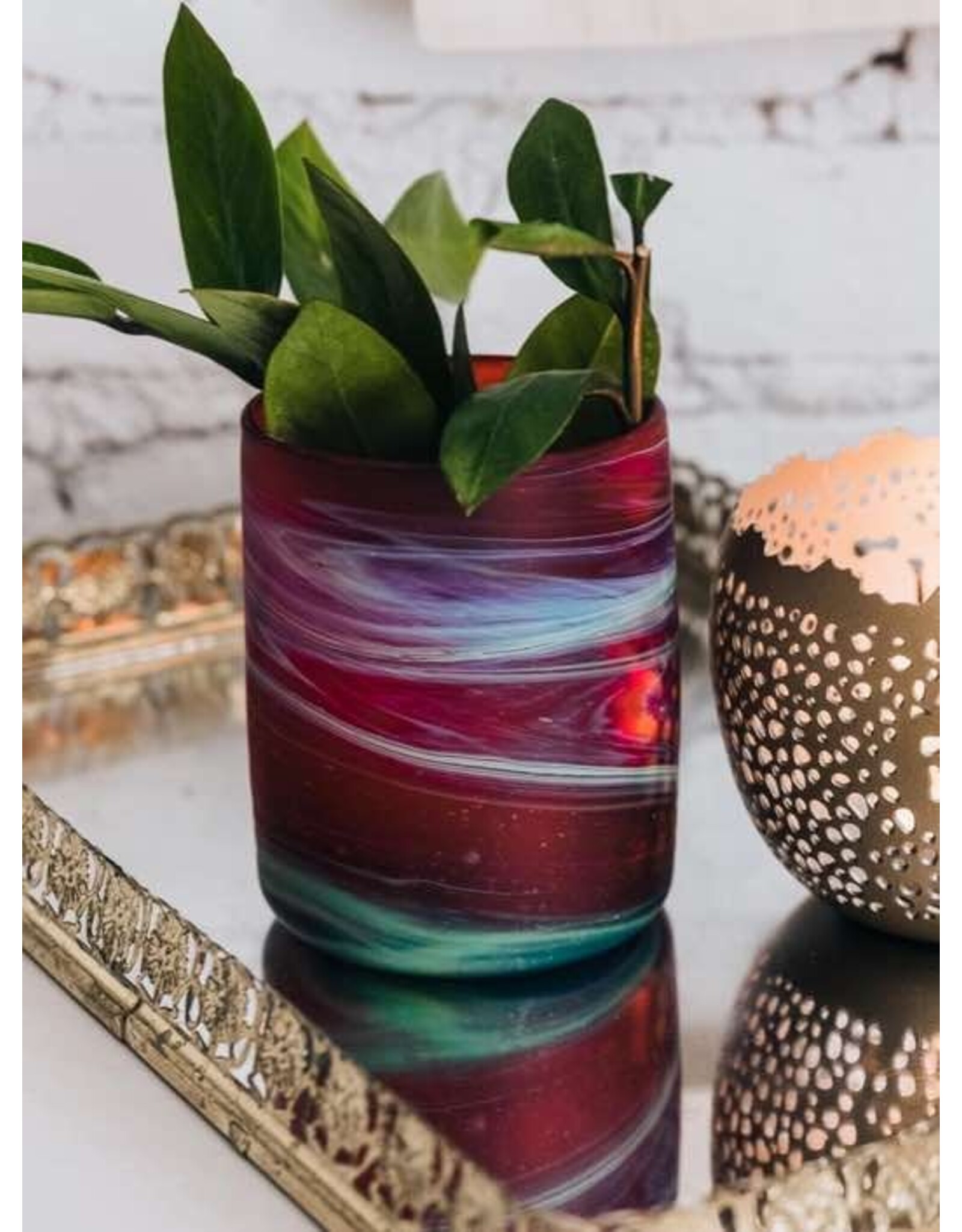 Hebron Glass Fiery Sands Votive Holder