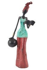Burkina Bronze Devoted Reader Sculpture