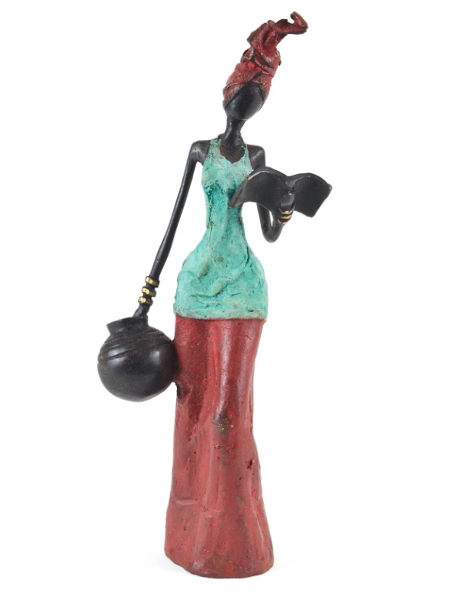 Burkina Bronze Devoted Reader Sculpture