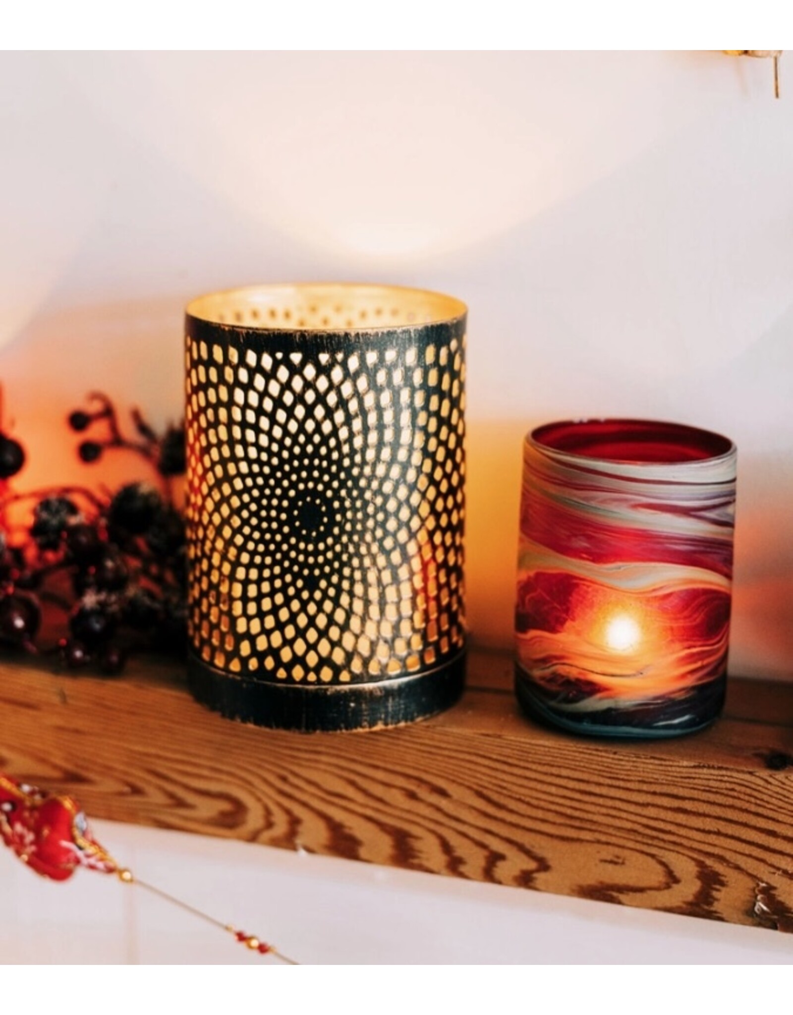 Hebron Glass Fiery Sands Votive Holder