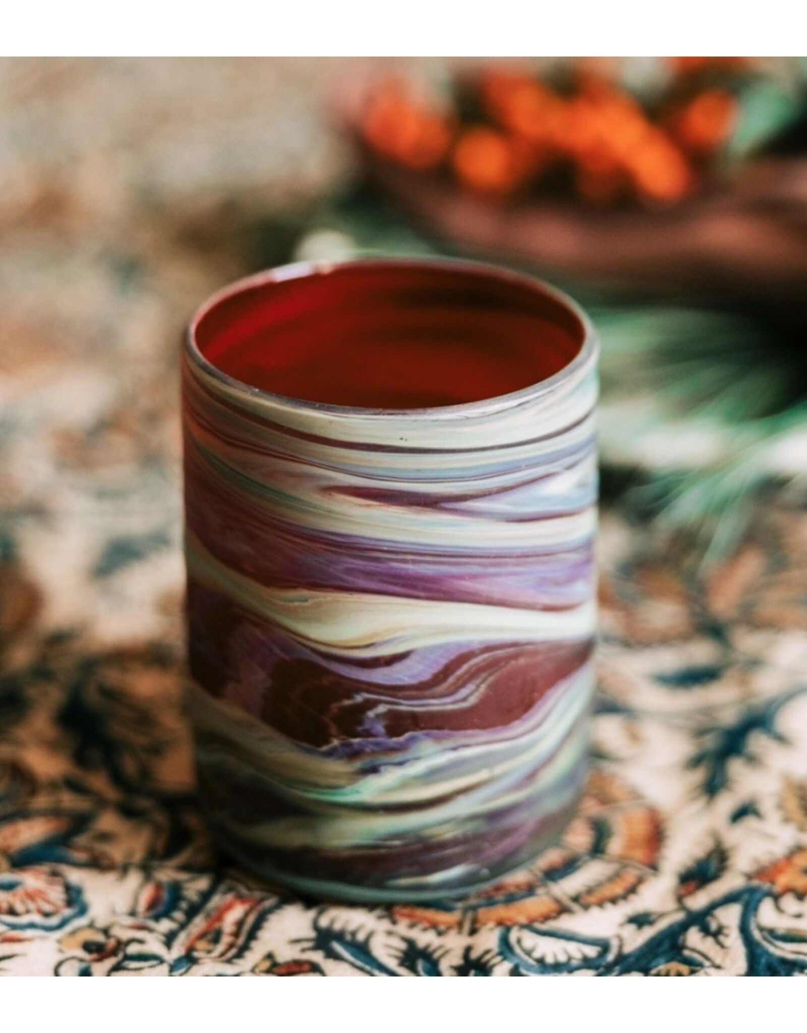 Hebron Glass Fiery Sands Votive Holder