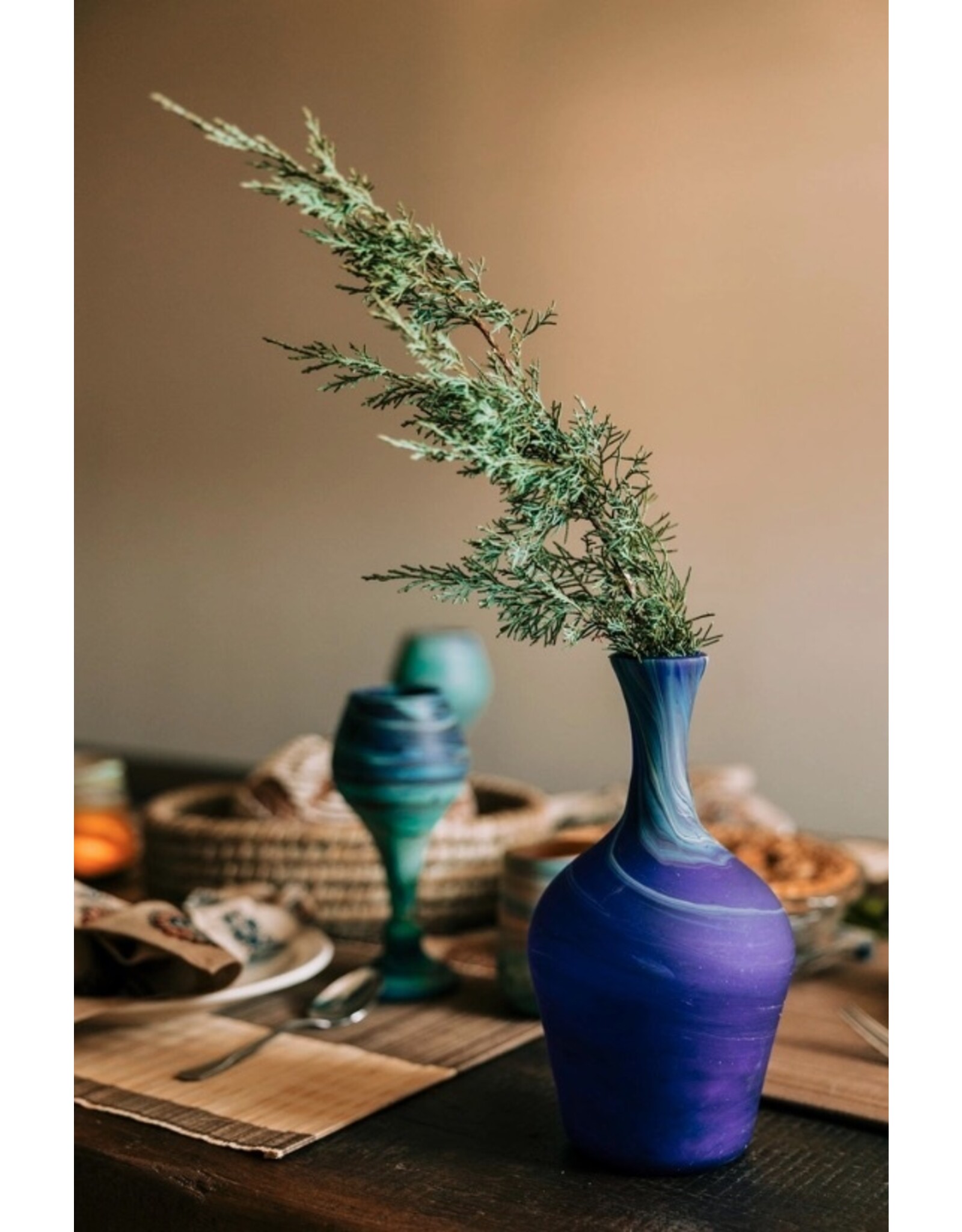 Hebron Glass Blue Decanter