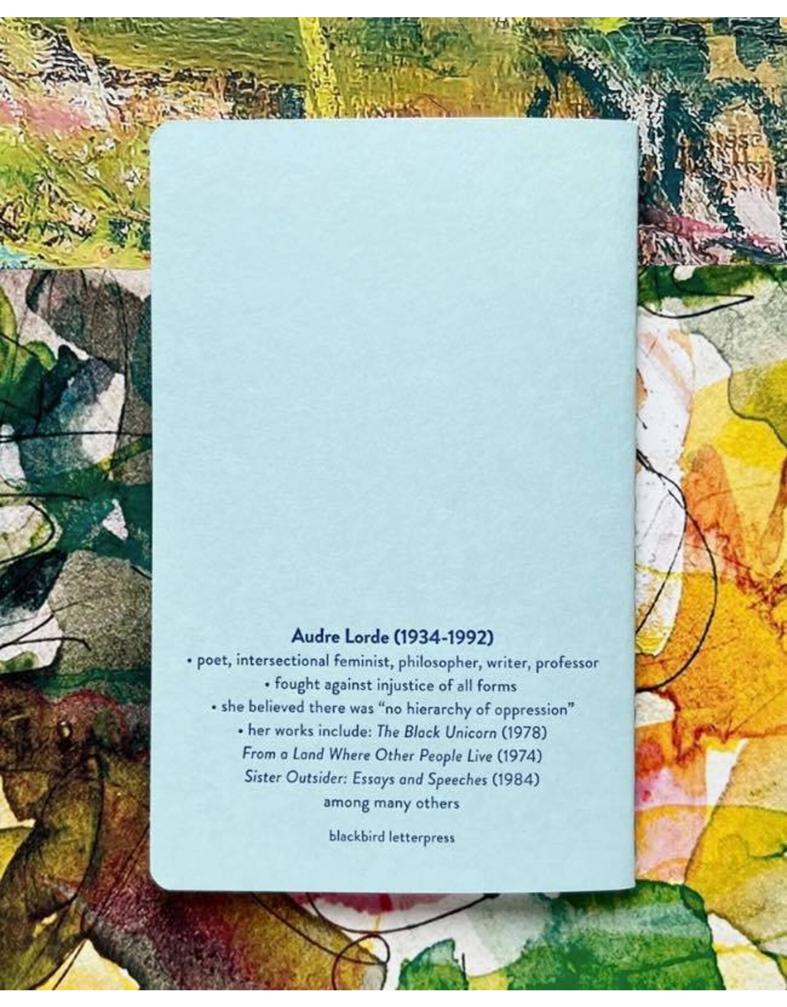 Blackbird Letterpress Audre Lorde  Notebook