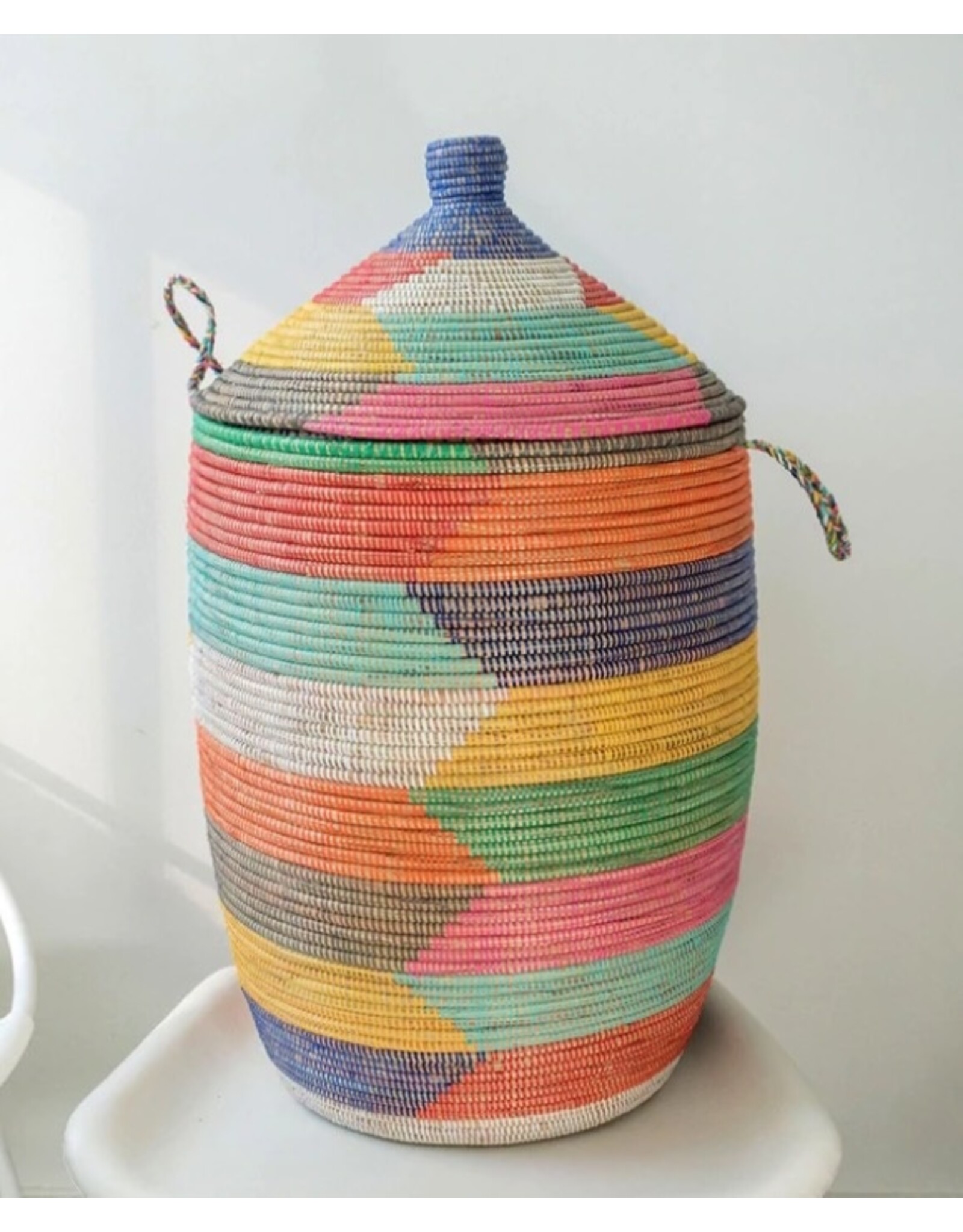 Large Rainbow Lidded Hamper