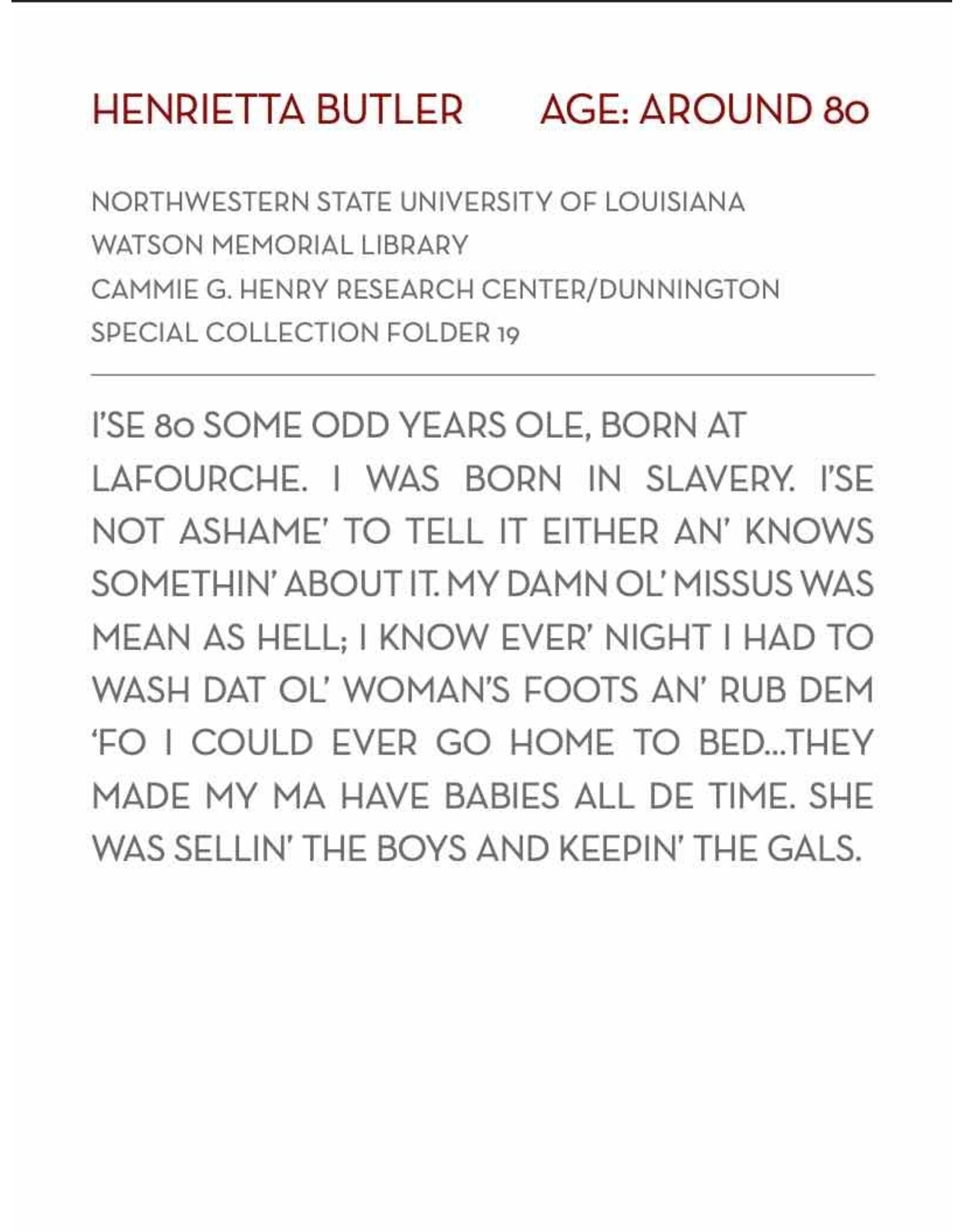 The Children of Whitney Plantation Booklet