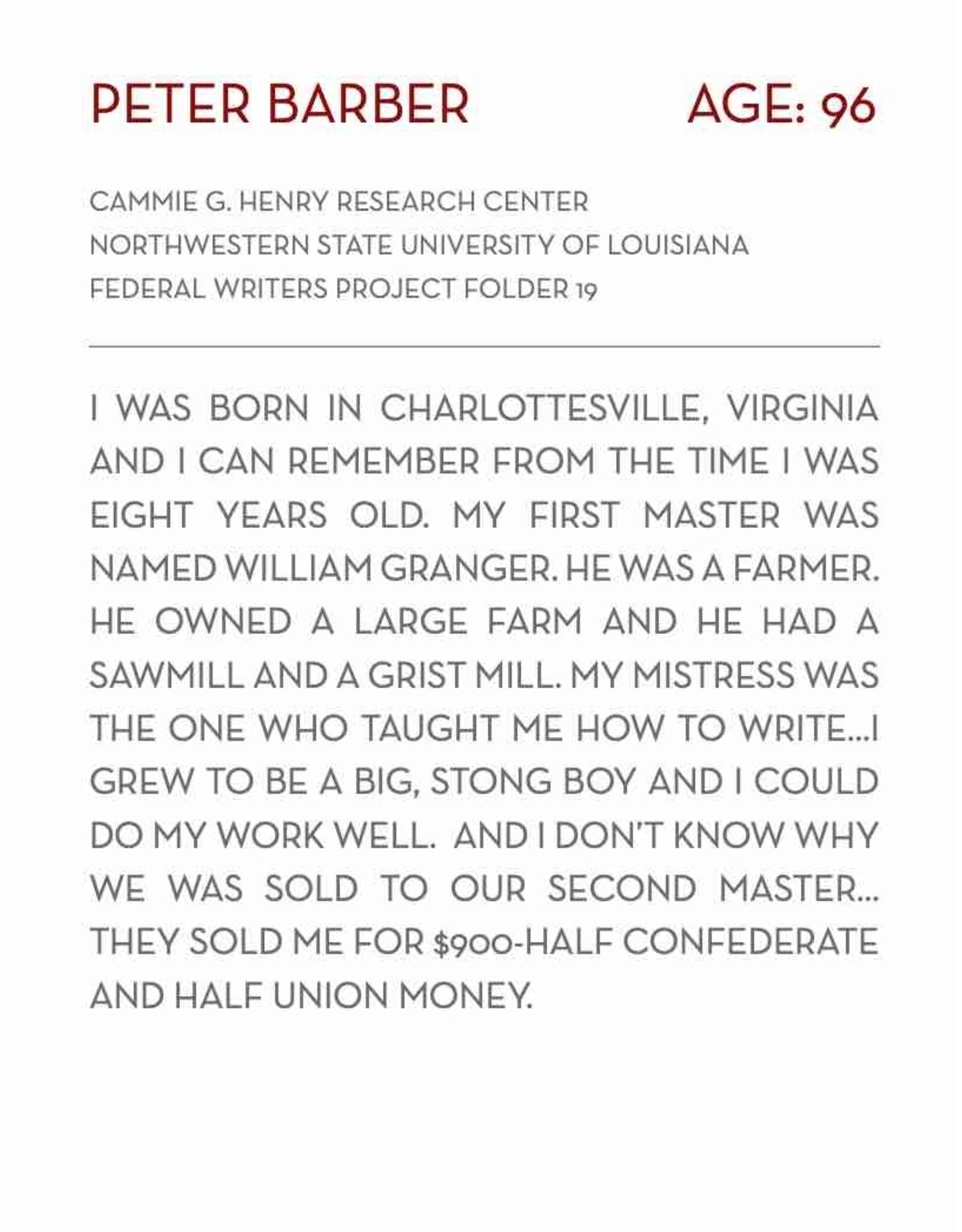 The Children of Whitney Plantation Booklet