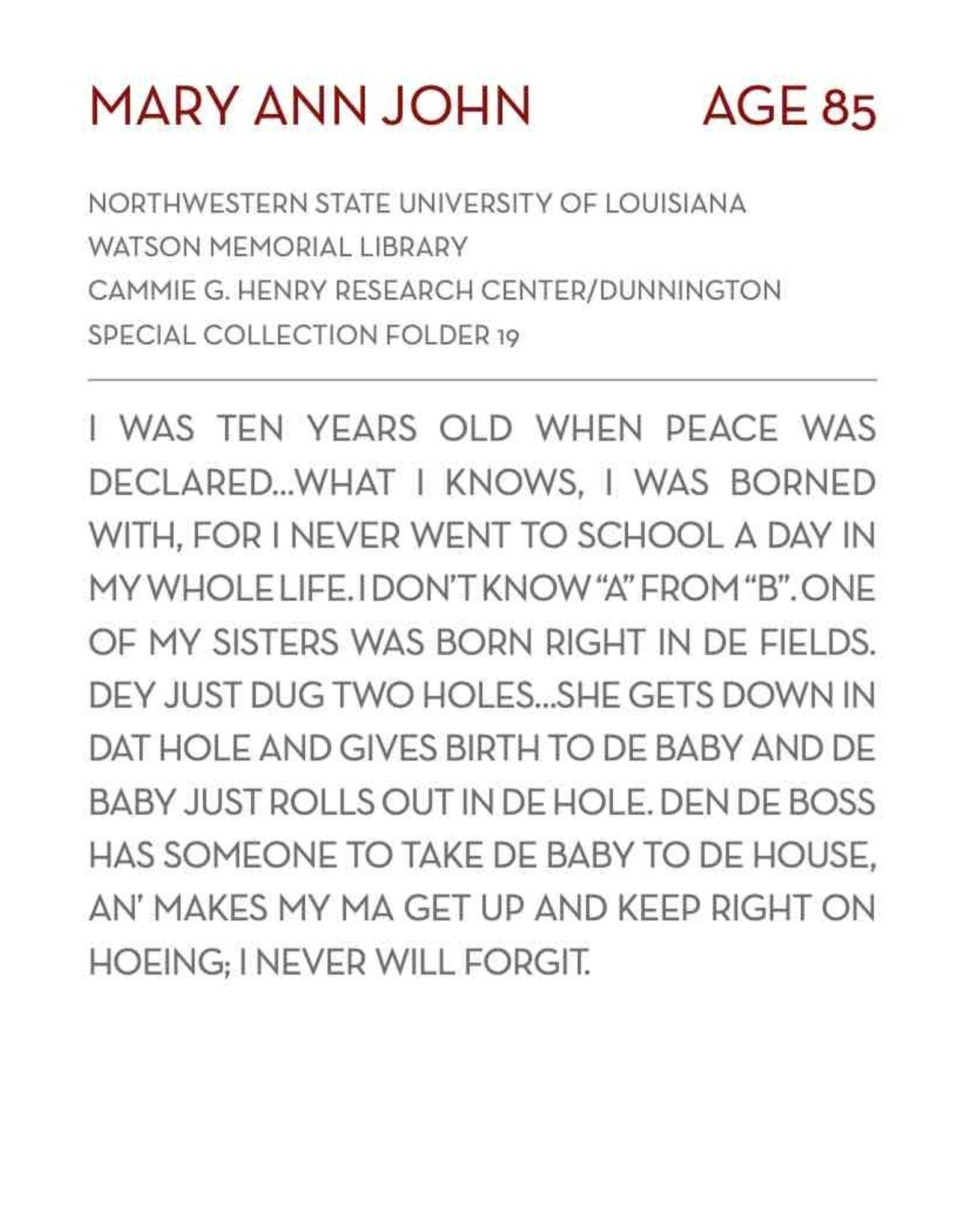 The Children of Whitney Plantation Booklet
