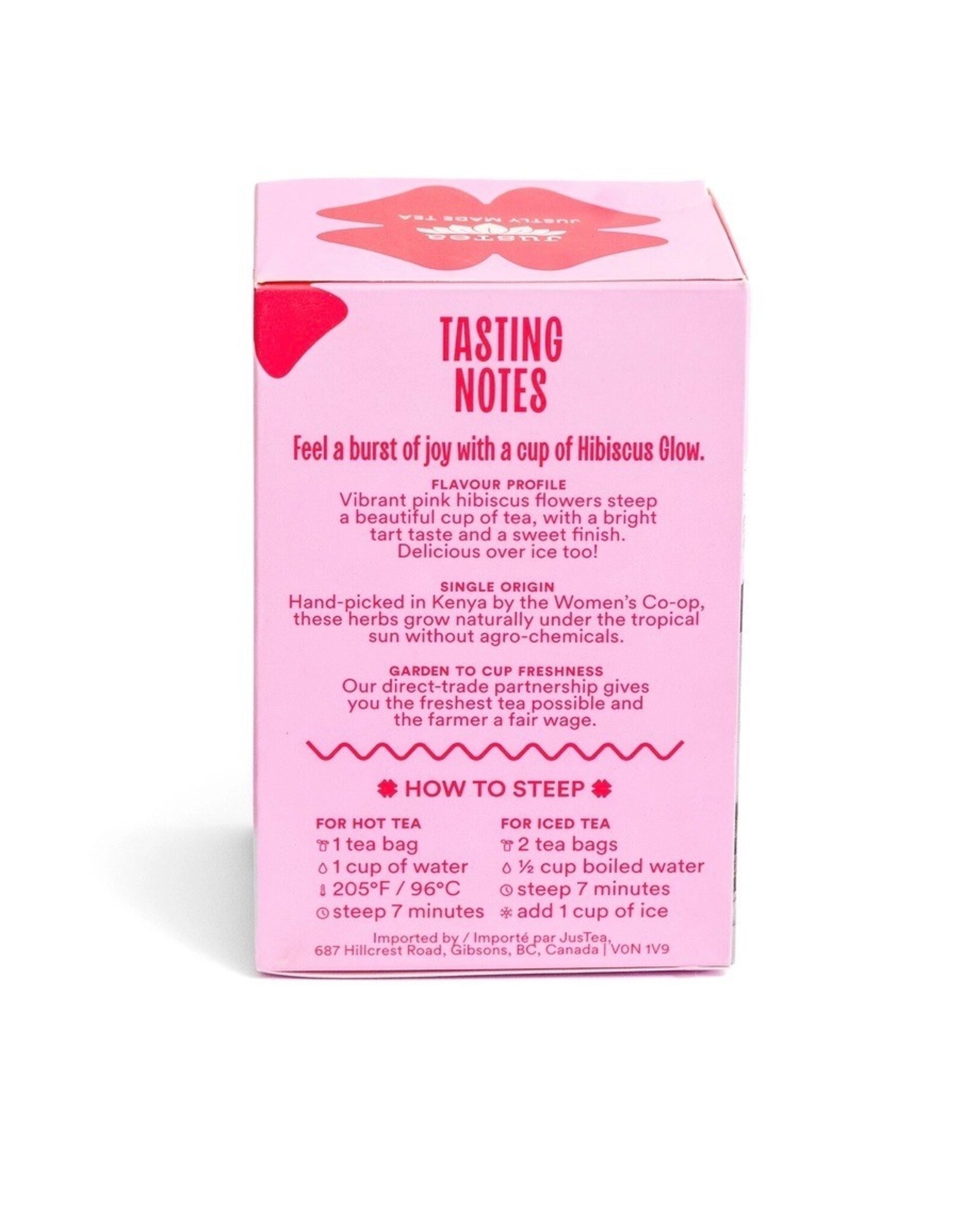 JusTea Hibiscus Glow Tea Bags