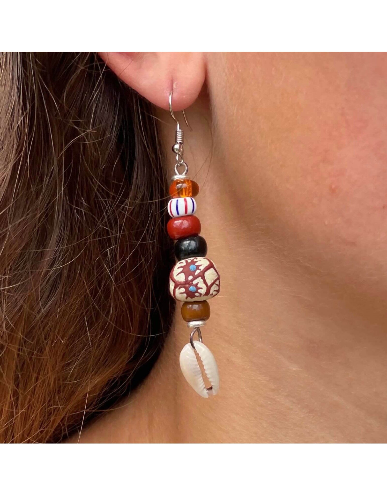 Maasai Bead & Cowrie Shell Earrings