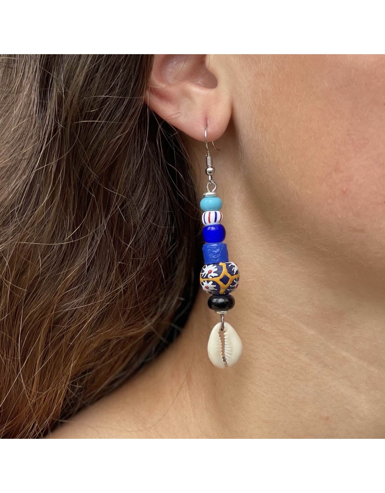 Maasai Bead & Cowrie Shell Earrings