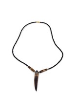 Bone "Tooth" Necklace on Leather Chain