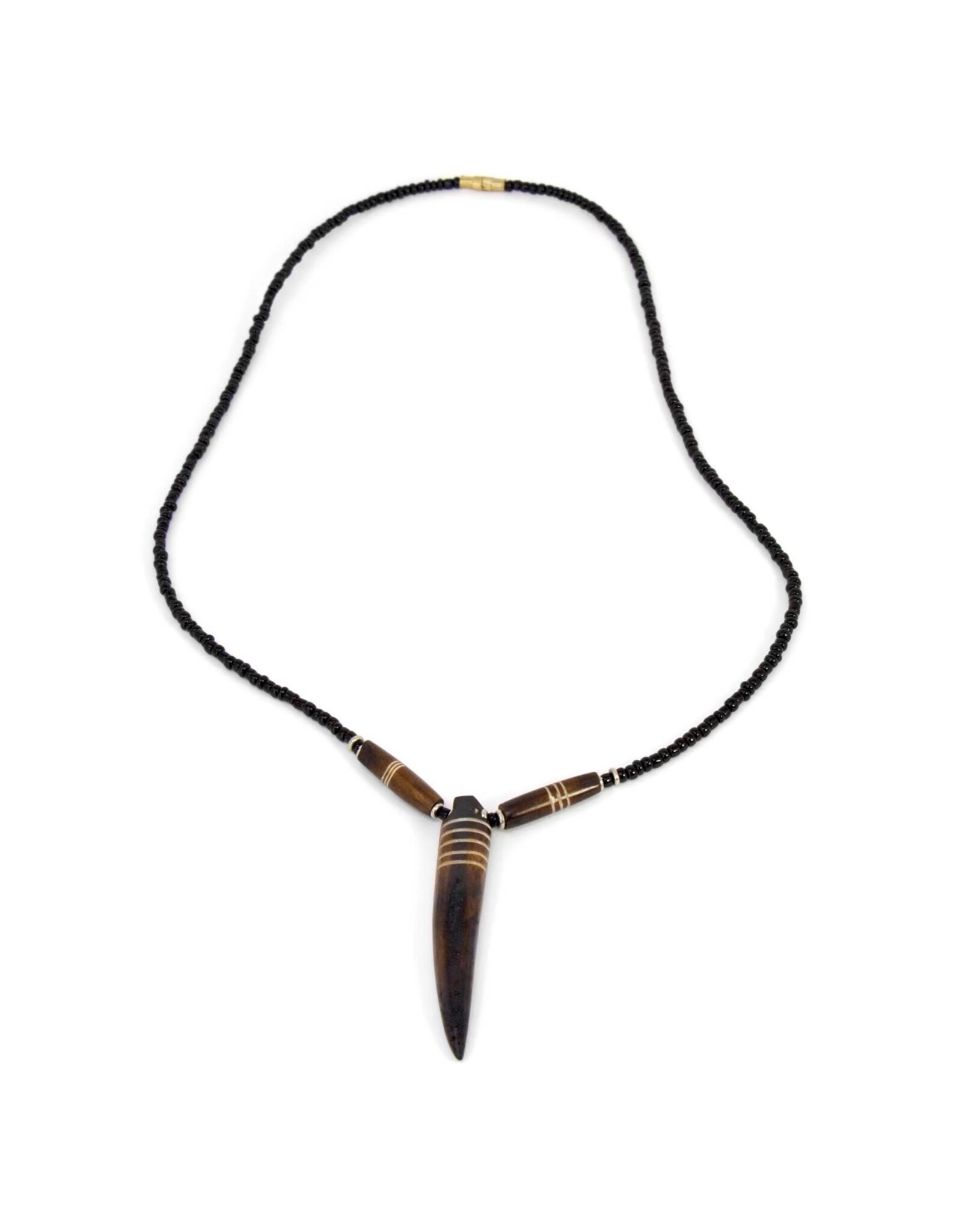 Bone "Tooth" Necklace on Leather Chain