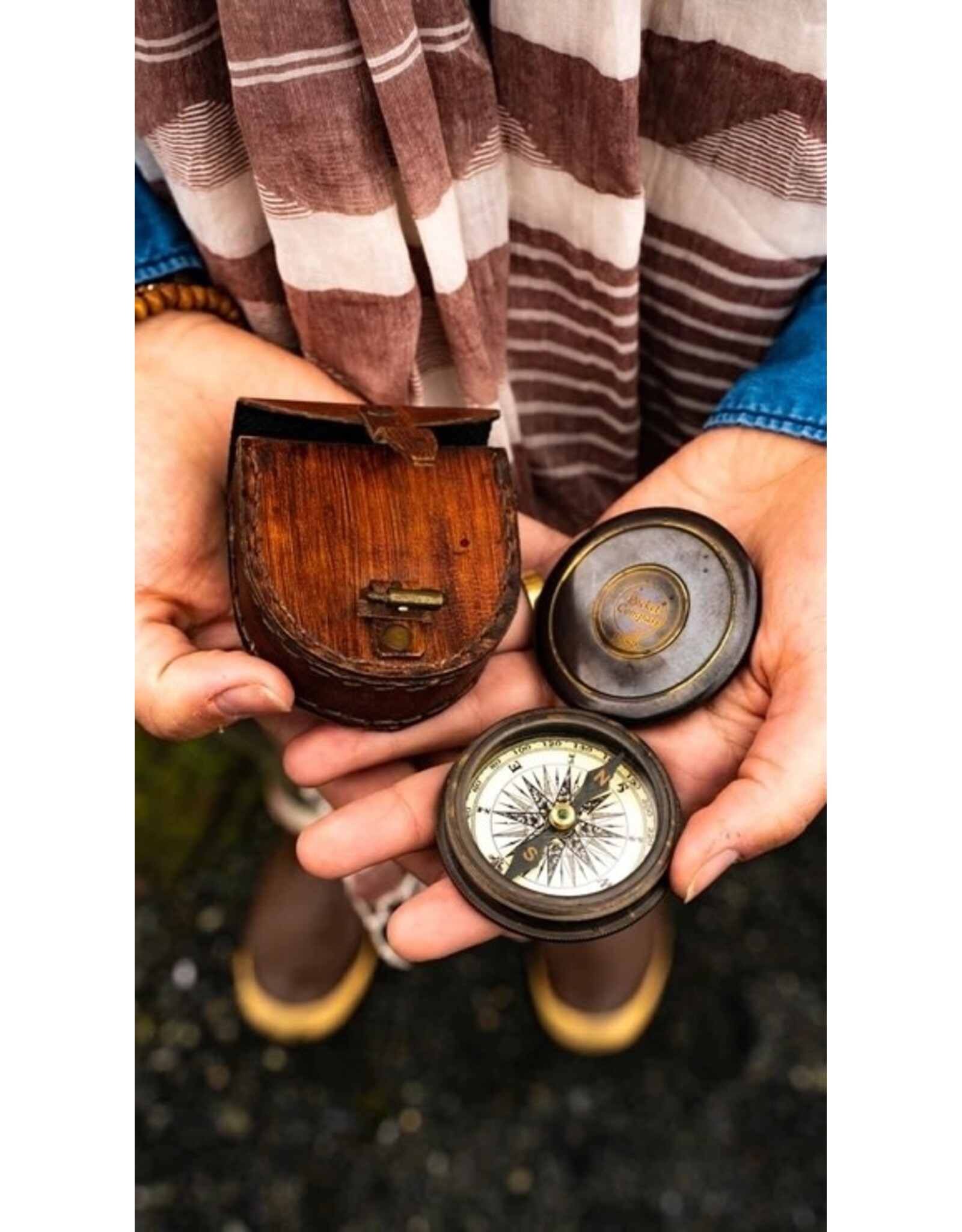 Brass Compass with Leather Case