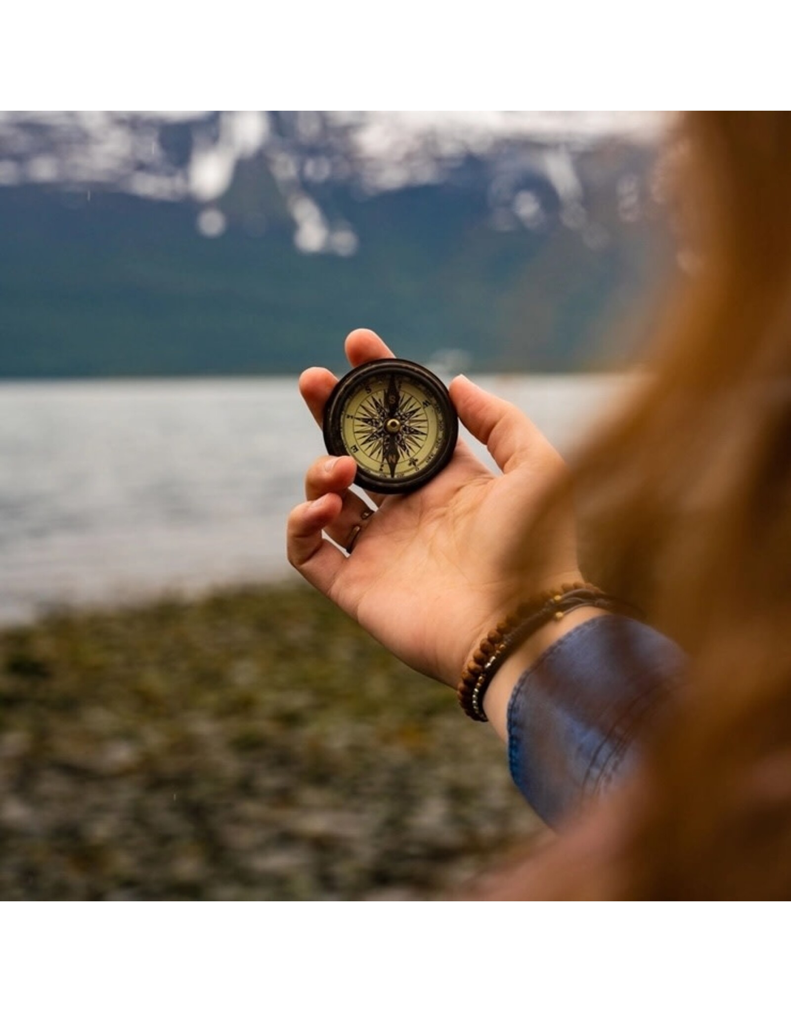 Brass Compass with Leather Case