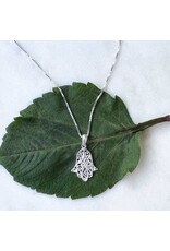 Women's Peace Sterling Silver Hamsa Hand Necklace