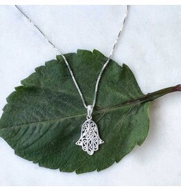 Sterling Silver Hamsa Hand Necklace