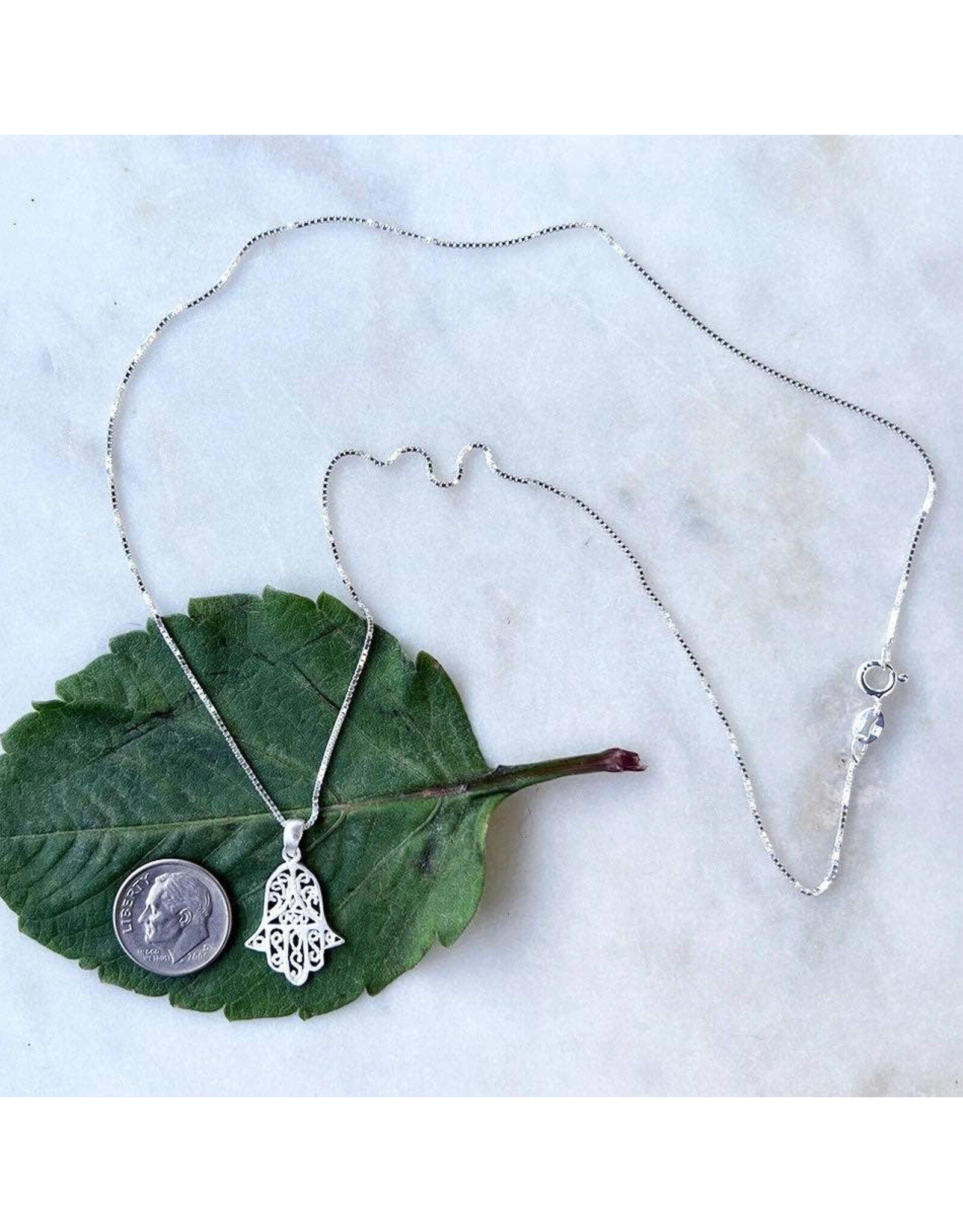 Women's Peace Sterling Silver Hamsa Hand Necklace