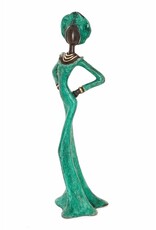 Burkina Bronze Poised in Emerald Sculpture