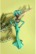 Burkina Bronze Poised in Emerald Sculpture