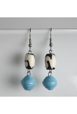 Bone with Paper Bead Earrings
